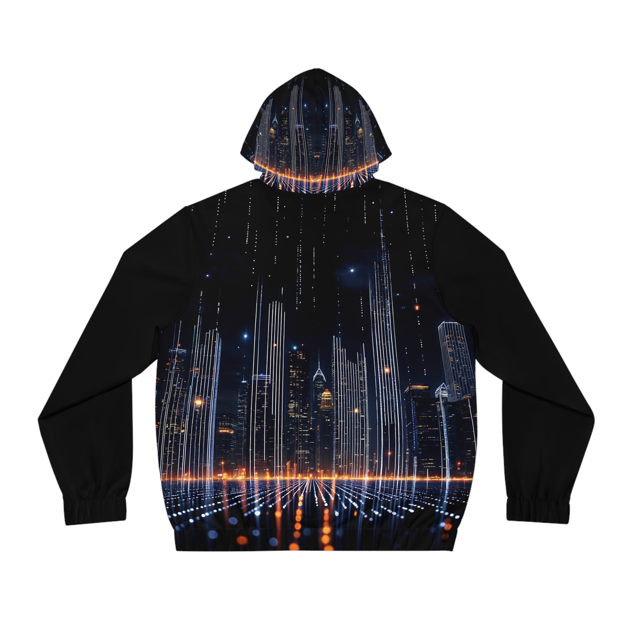 Men's Full-Zip Hoodie - Urban Nightscape Design for Comfort and Style