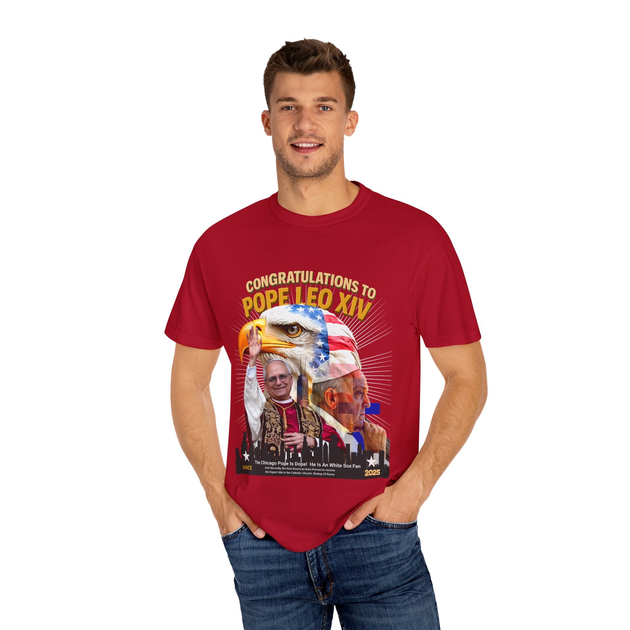 Pope Leo XIV Celebration T-Shirt - Unisex Garment-Dyed Tee - Angel Body