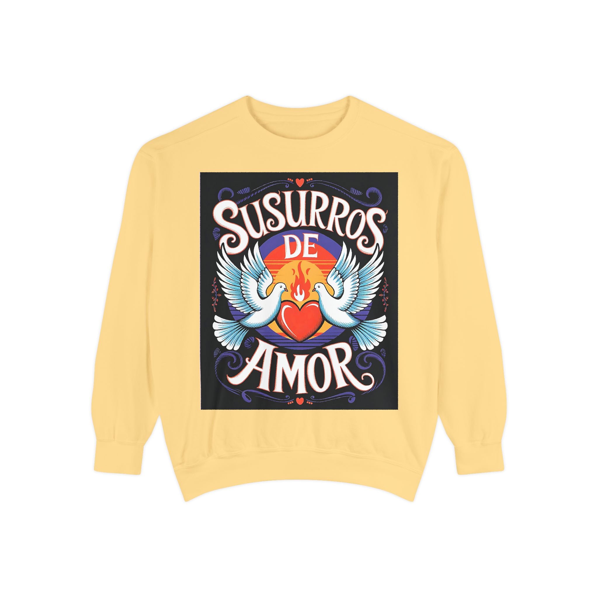 Unisex Love-Themed Garment-Dyed Sweatshirt - 'Susurros de Amor'