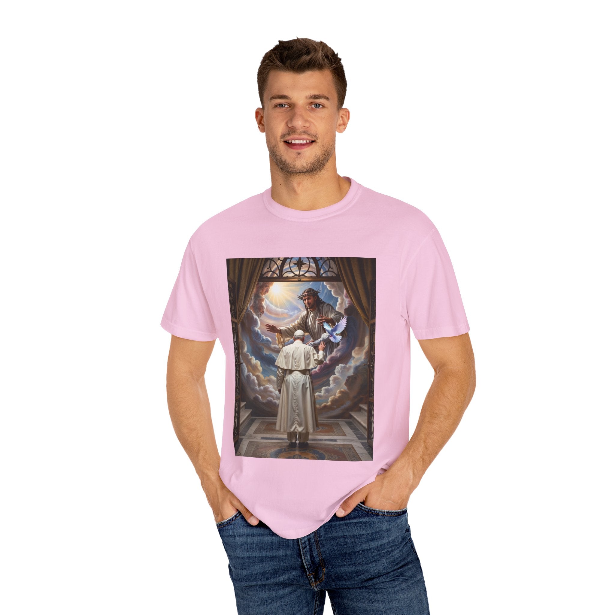 Artistic Unisex Garment-Dyed T-shirt - Divine Inspiration Design - Angel Body