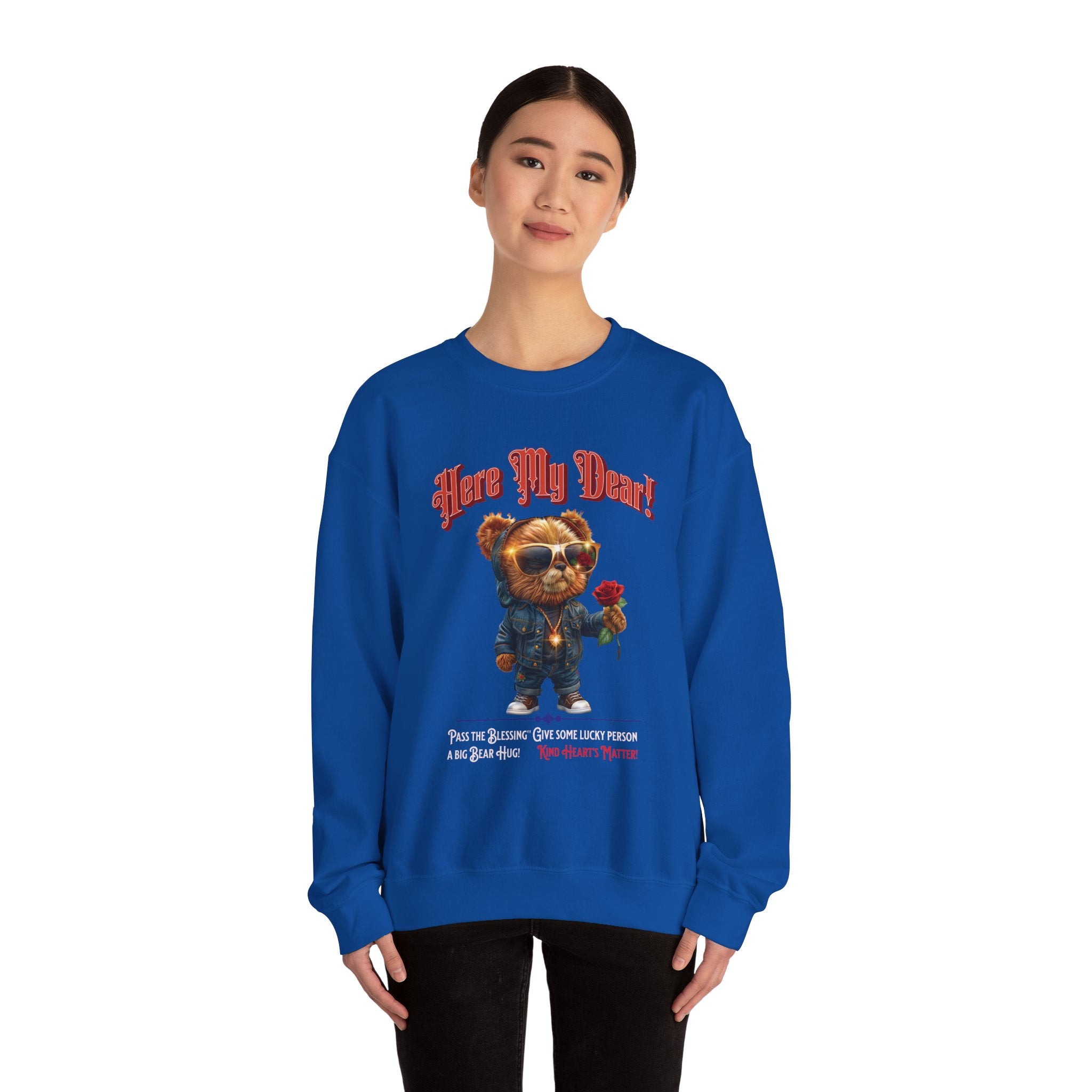 Here My Dear! Unisex Heavy Blend™ Crewneck Sweatshirt - Cozy & Trendy Gift for Animal Lovers