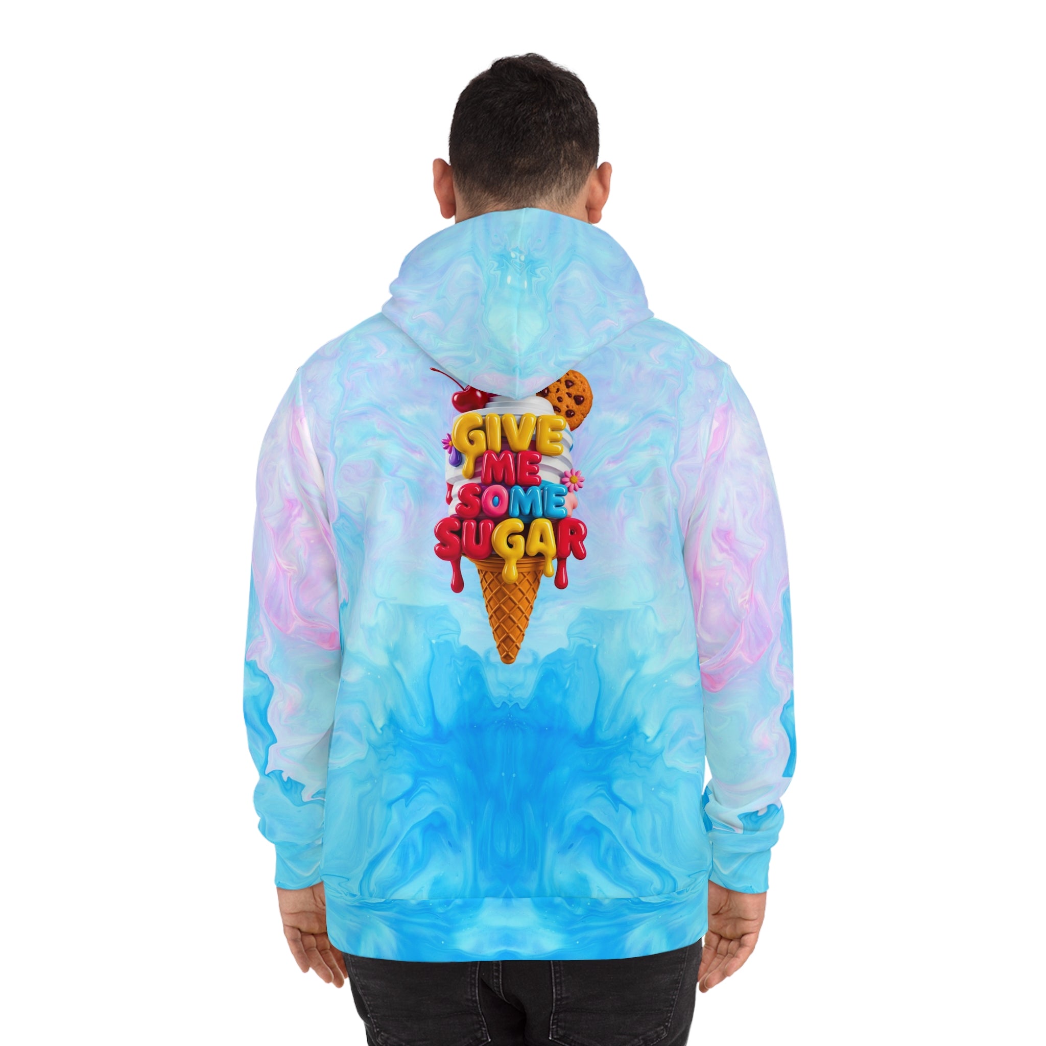 Sugar Rush Marbled Fashion Hoodie - Cool Ocean Vibes with Fun Slogan