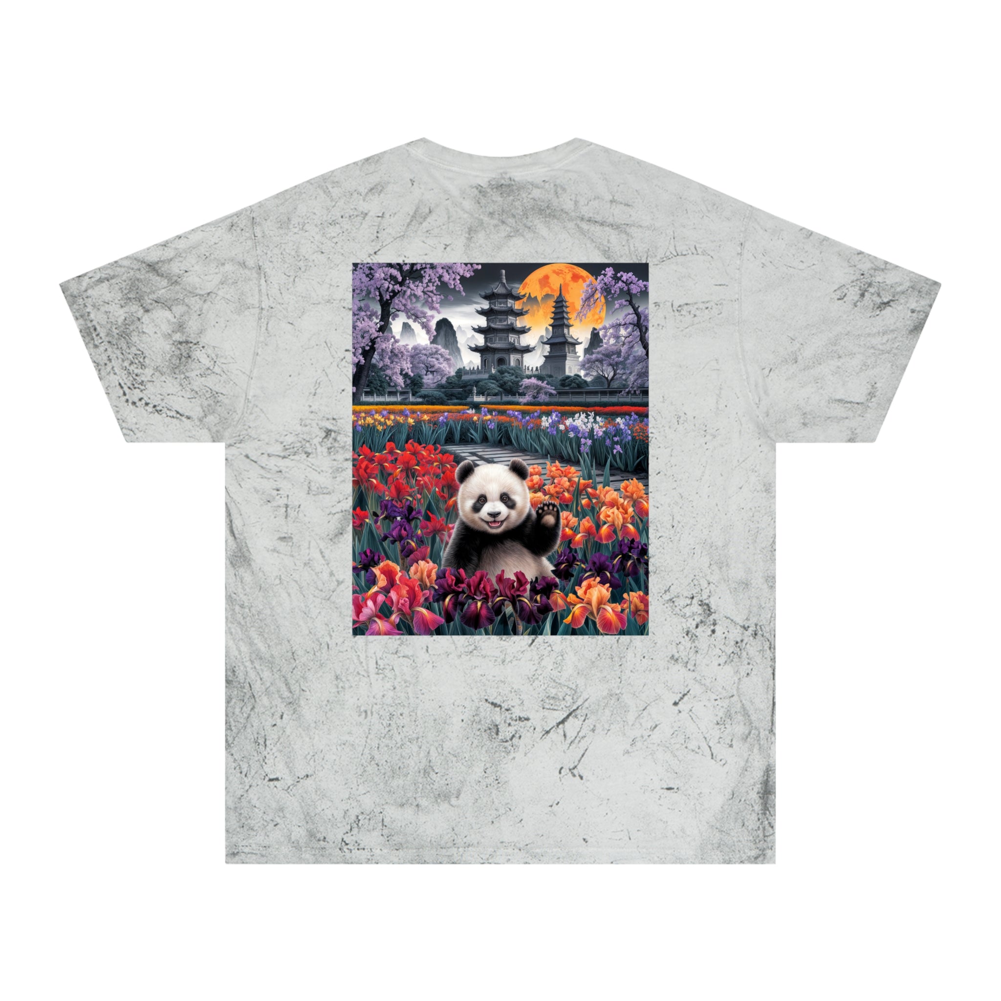 Vibrant Panda Delight Unisex T-Shirt - Colorful Floral Design