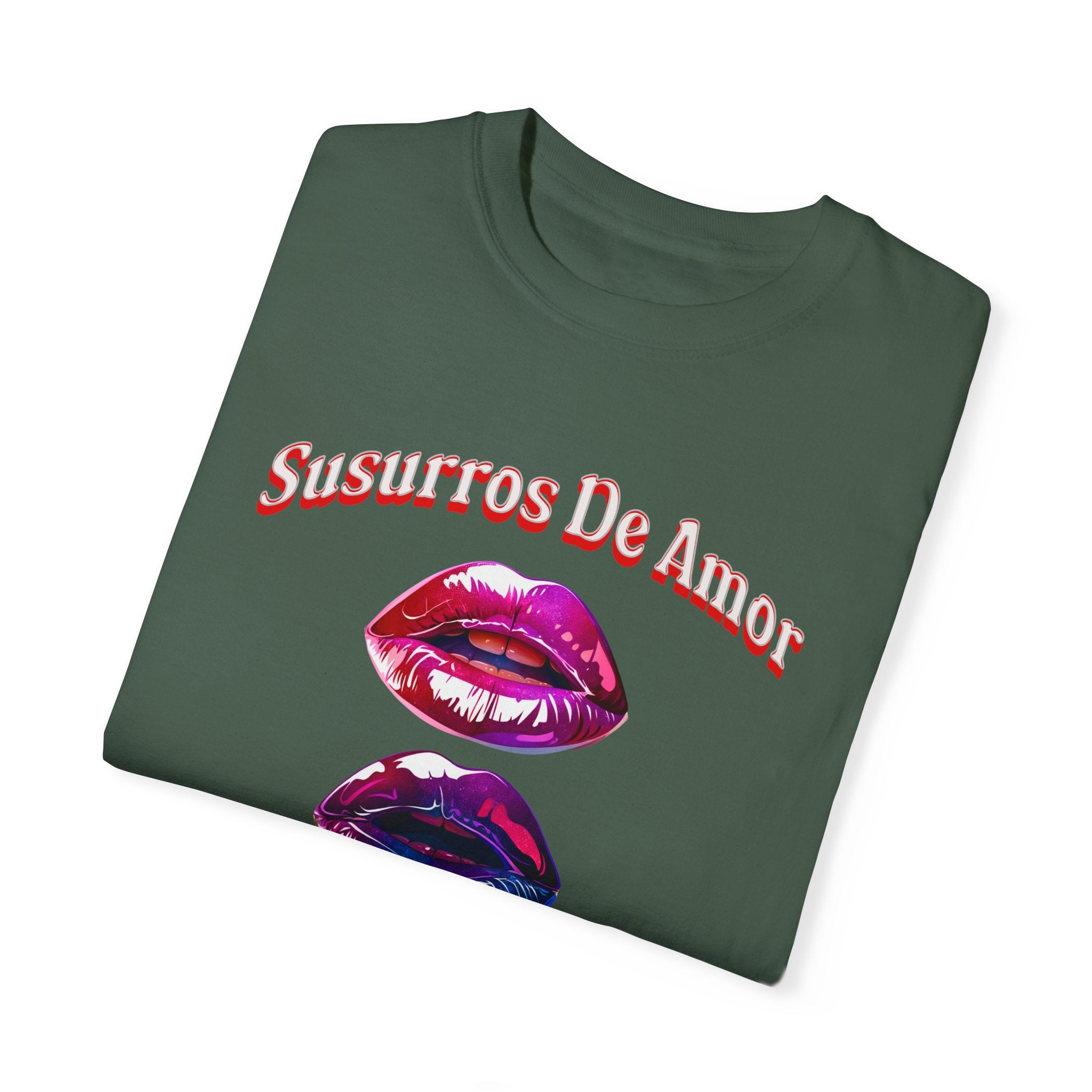 Woman's  Susurros De Amor Garment-Dyed T-Shirt for Love Enthusiasts