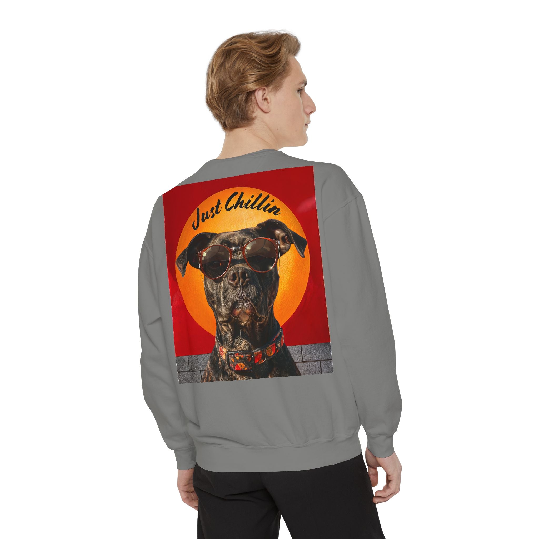 Pit Bull Terrier Dog Sunglasses Sweatshirt - Unisex Garment-Dyed