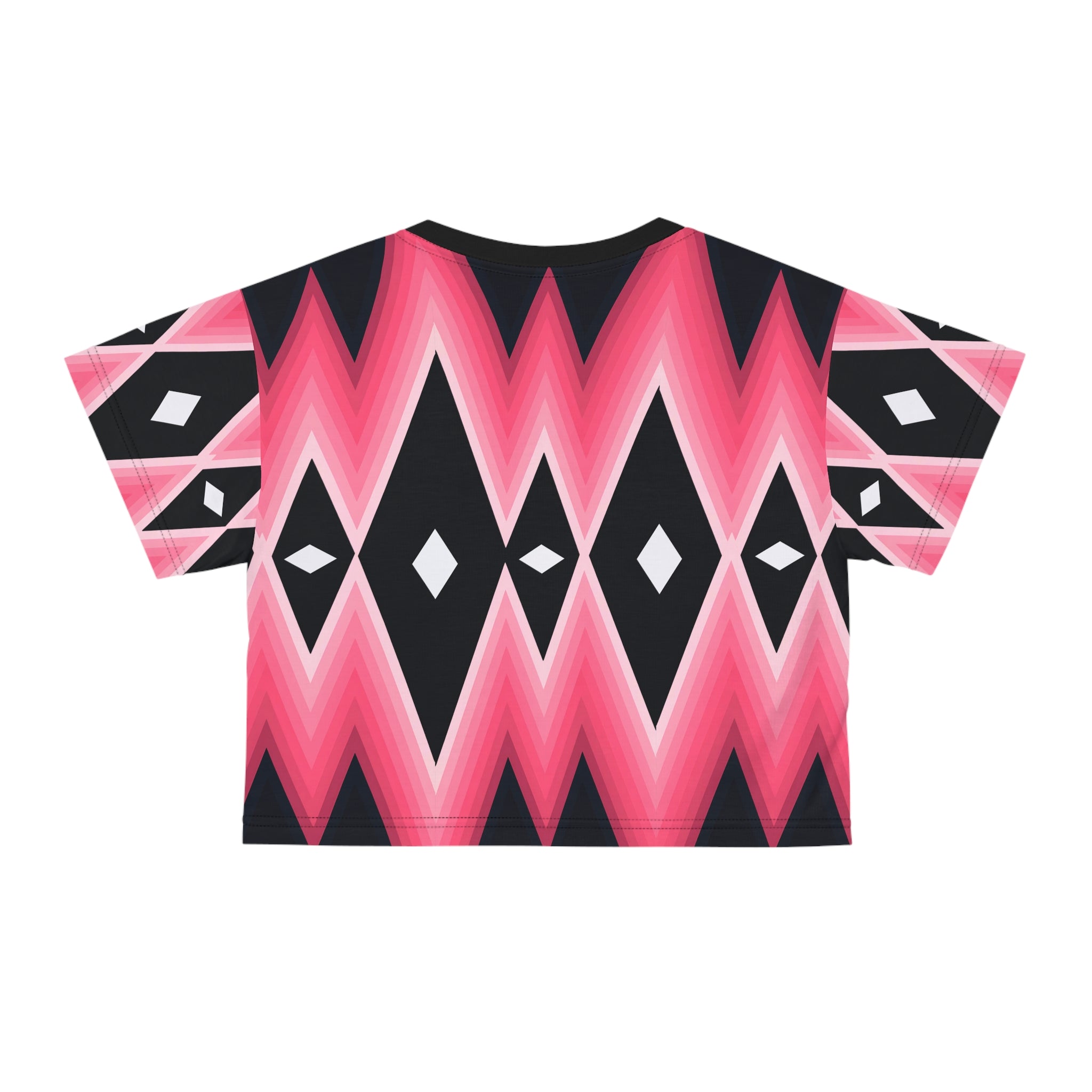 Trendy Geometric Crop Tee - Stylish Abstract Graphic Top for Summer