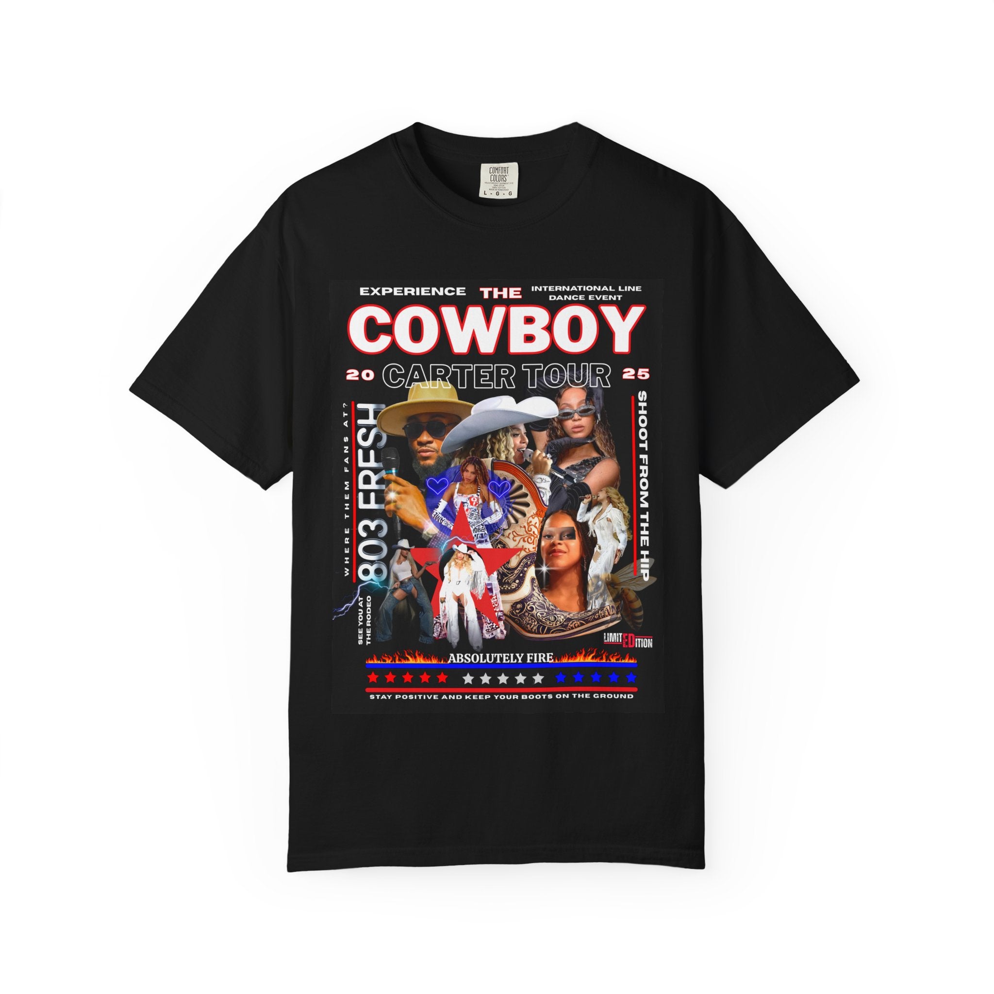 Retro Concert T-Shirt, Cowboy Tour Apparel, Vintage Band Tee, Music Festival Shirt, Unisex Garment-Dyed Top - Angel Body