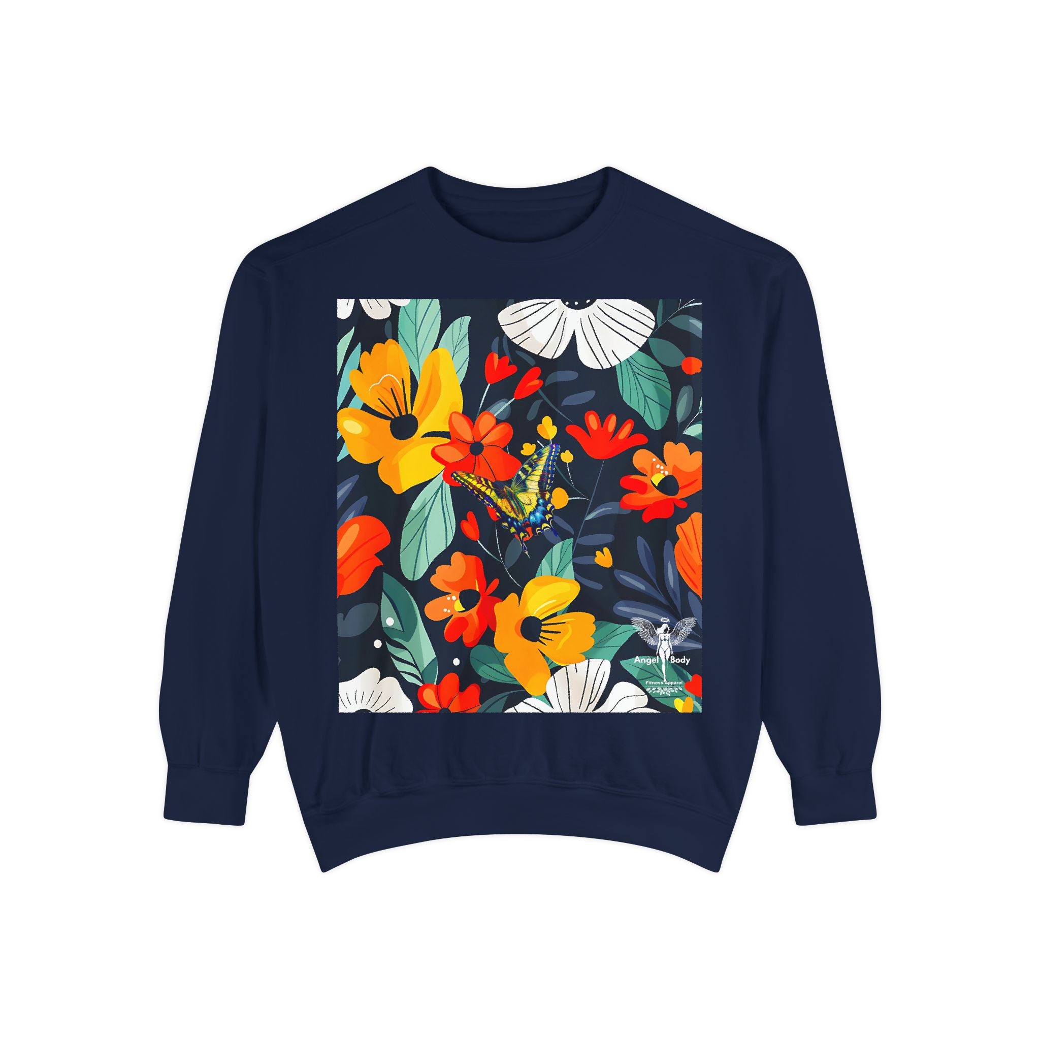 Vibrant Floral Unisex Garment-Dyed Sweatshirt - Perfect for Spring Celebrations