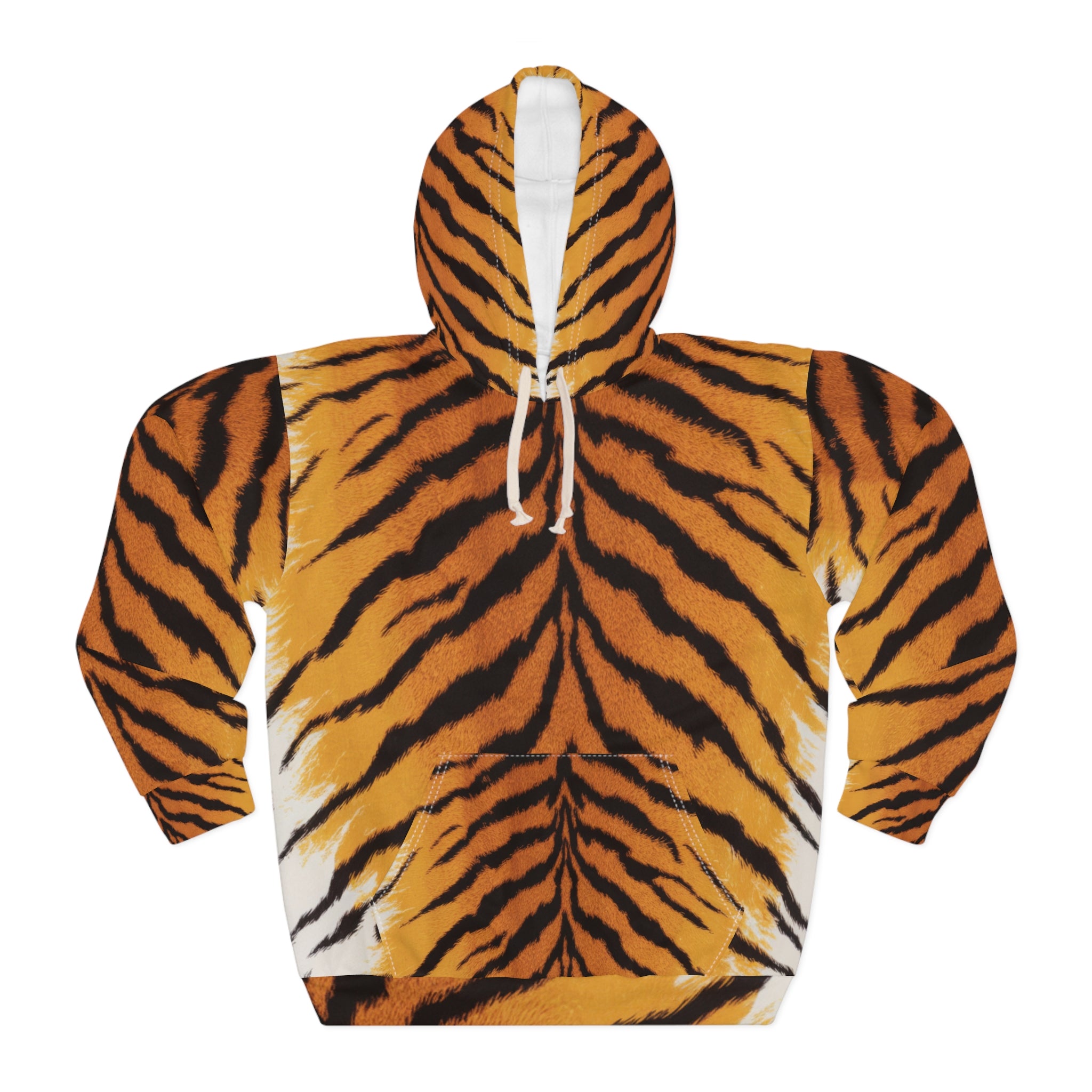 Bold Tiger Print Unisex Pullover Hoodie - Wild and Cozy Fashion