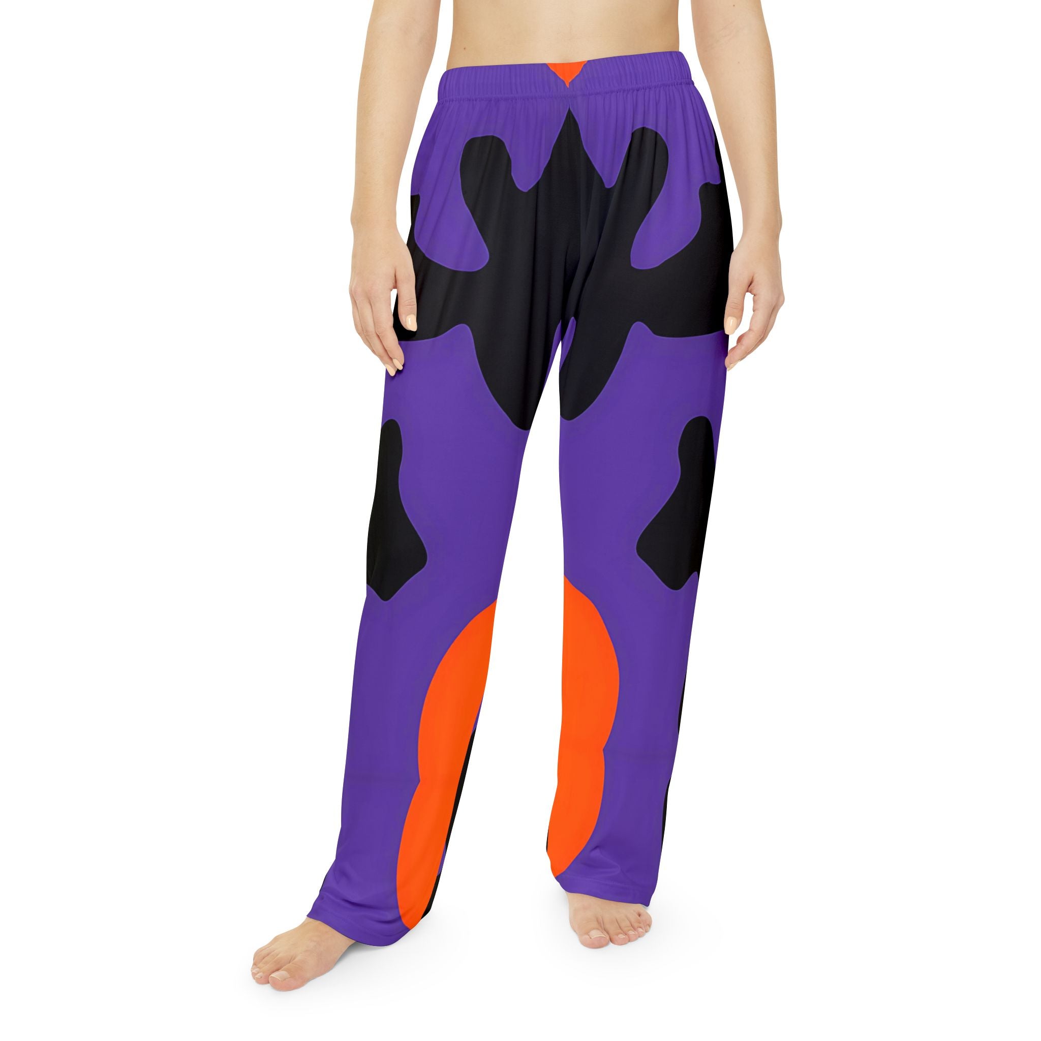 Trendy Women's Pajama Pants with Bold Purple and Black Design - Perfect for Cozy Nights