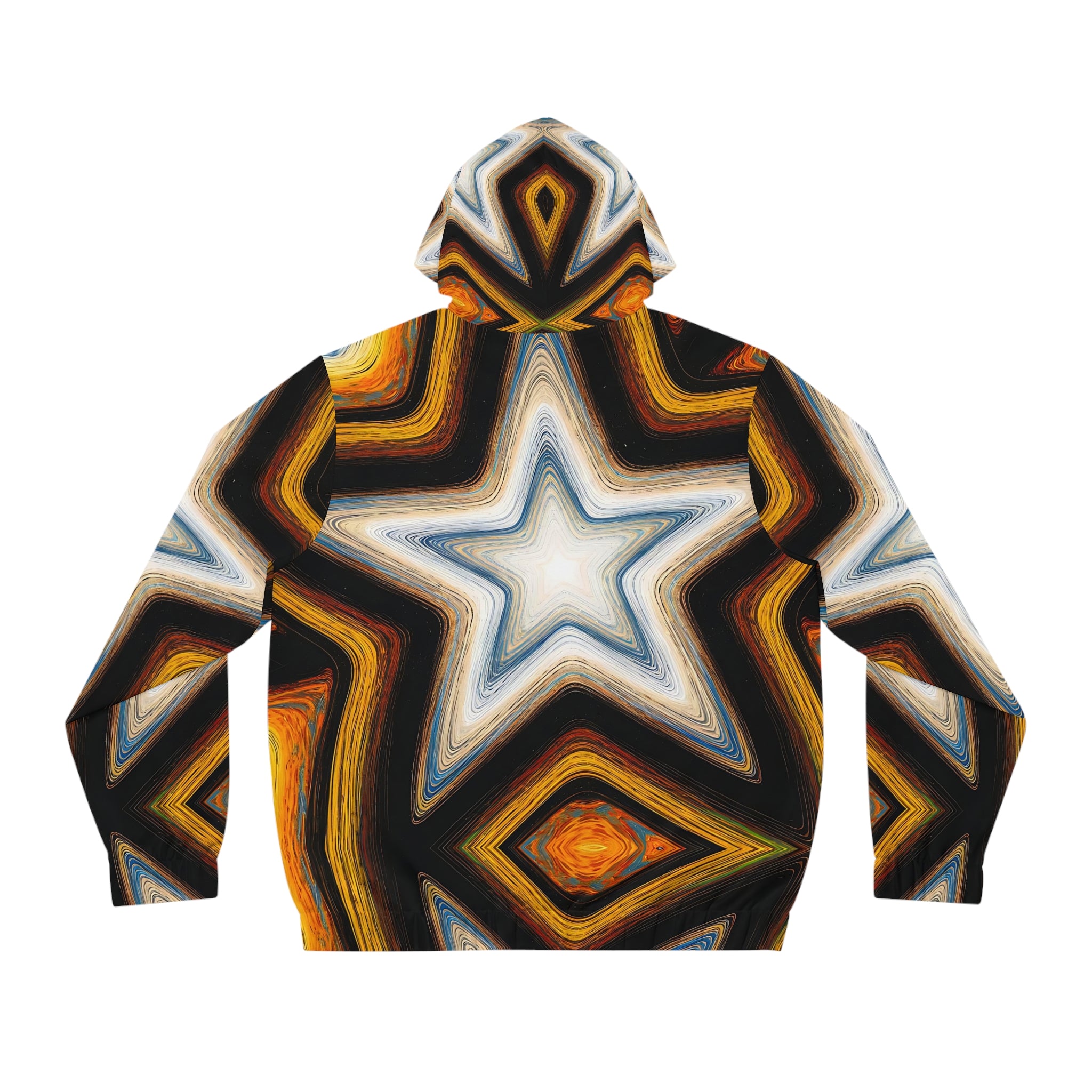 Cosmic Star Men's Full-Zip Hoodie - Vibrant Galaxy Design