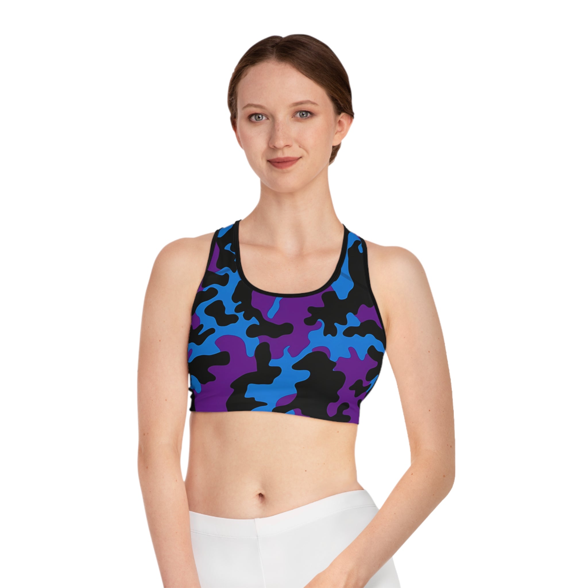 Bold Camouflage Sports Bra - Stylish Activewear for Fitness Enthusiasts