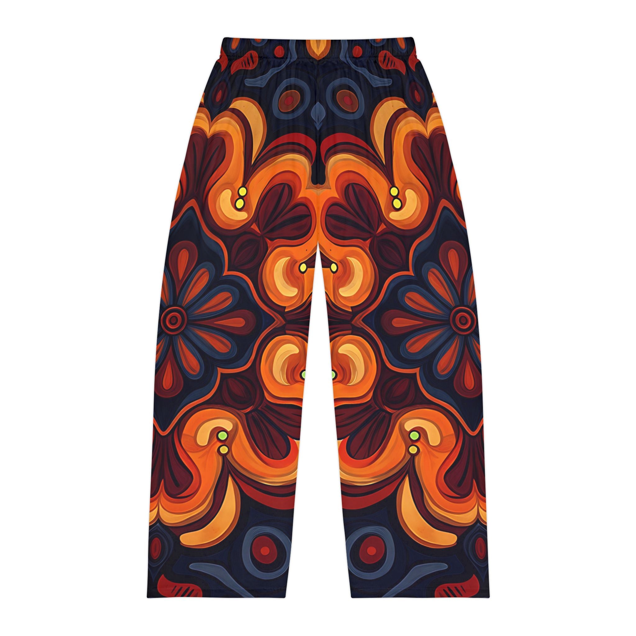 Men's Lounging Pajama Pants - Colorful Retro Floral Design for Cozy Nights