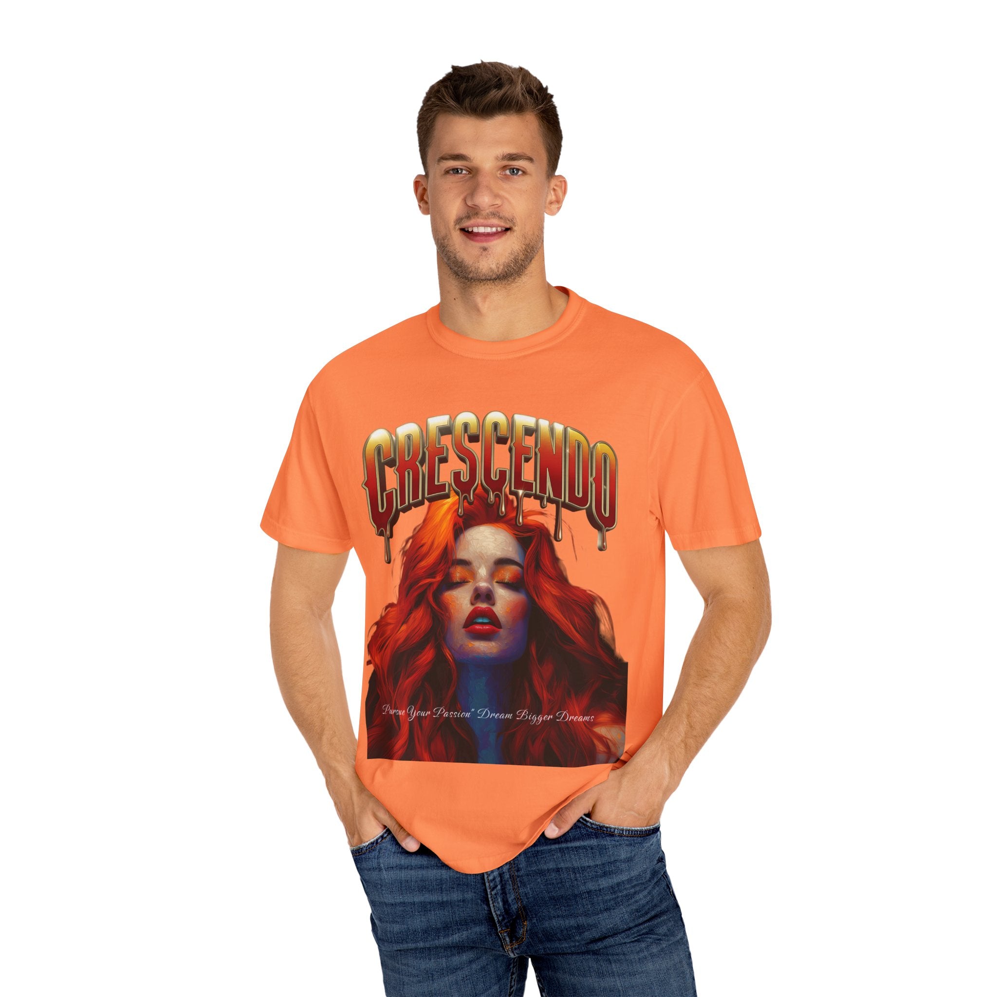 CRESCENDO a shirt with a message Take your life to the highest heights Unisex Garment-Dyed T-Shirt - Vibrant Artistic Tee