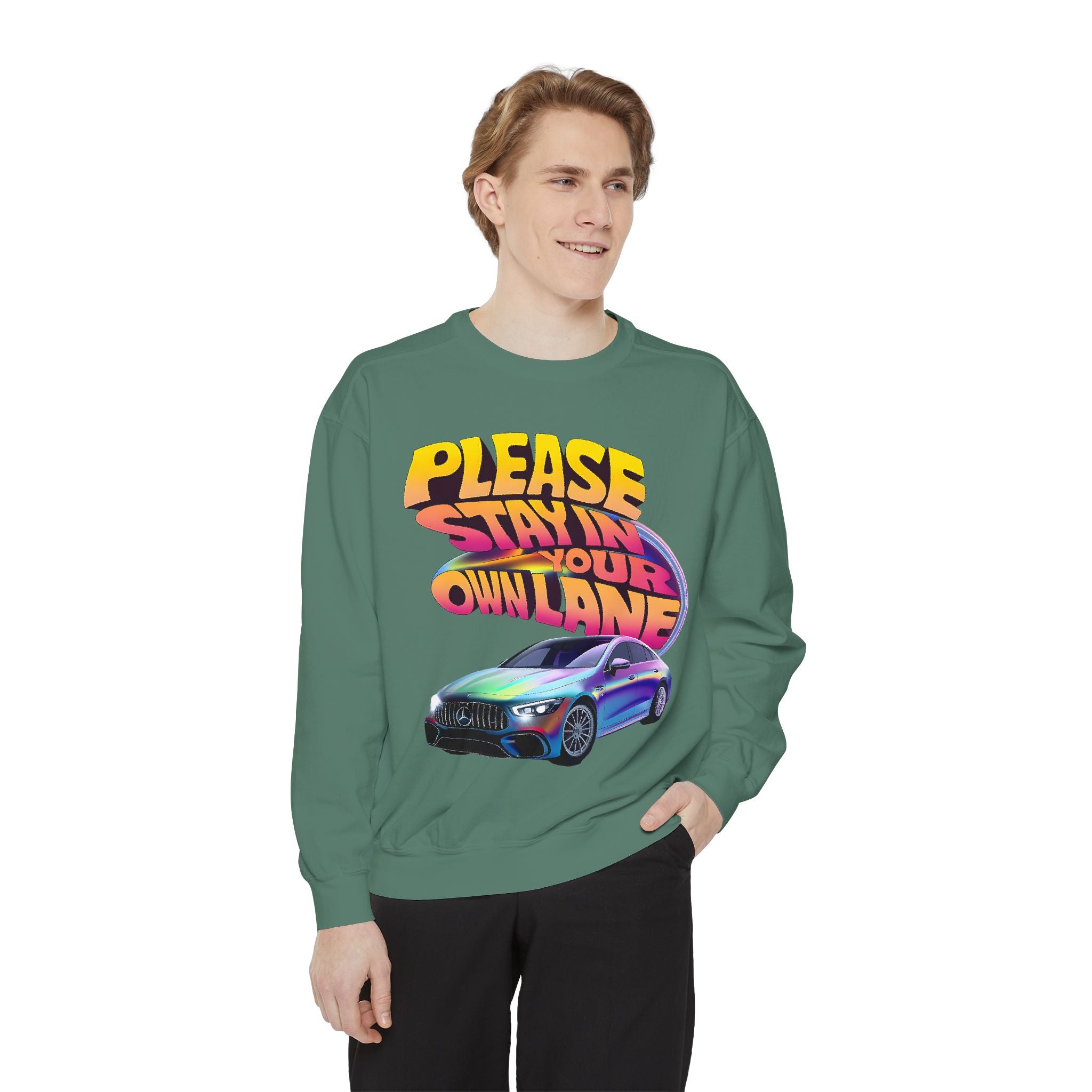 Retro Graphic Sweatshirt, Stay in Your Lane Sweatshirt, Unisex Comfortable Sweatshirt, Funny Sweatshirt, Gift for Car Lovers, Casual [...] - Angel Body