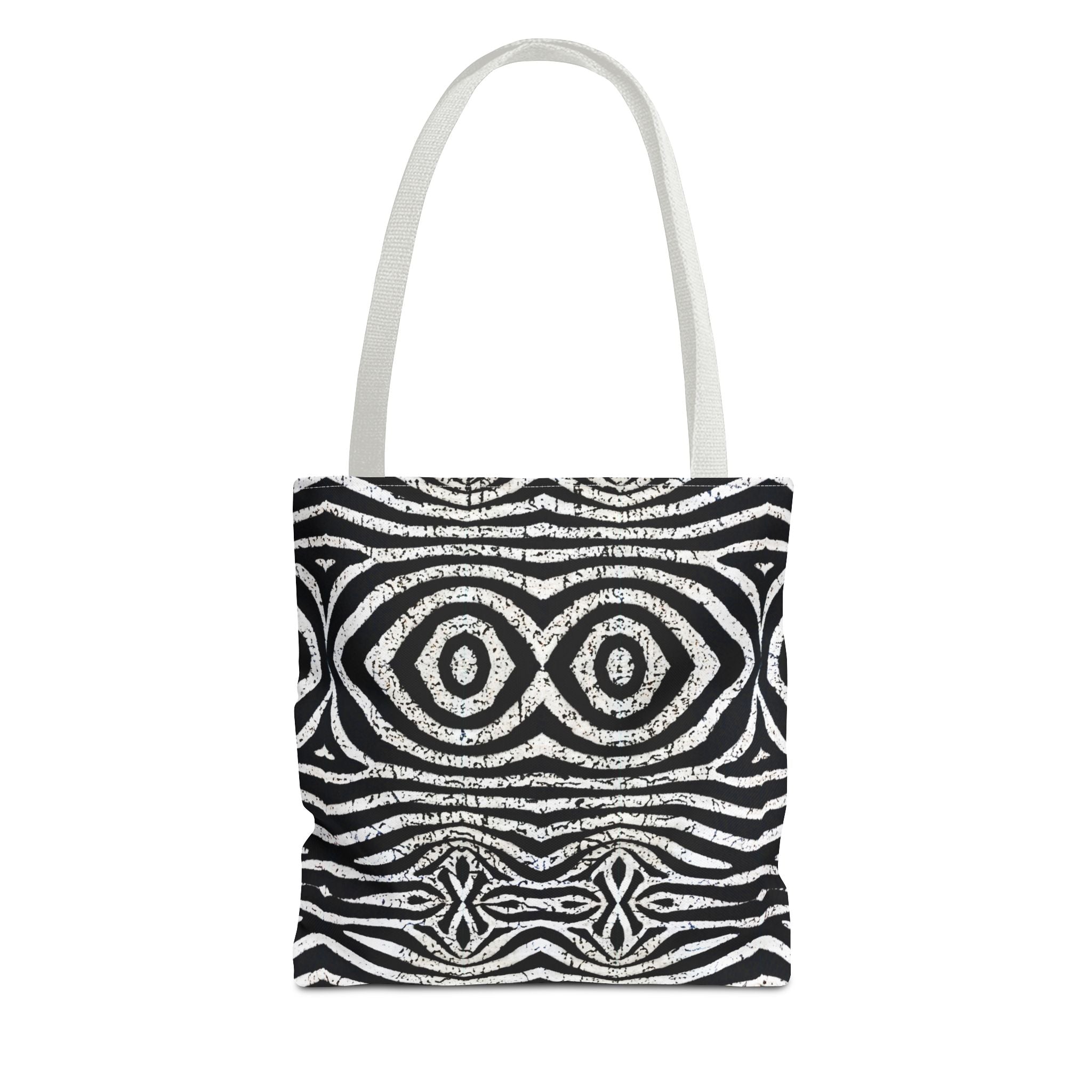 Trendy Black and White Tote Bag with Abstract Pattern | Stylish and Versatile Carryall