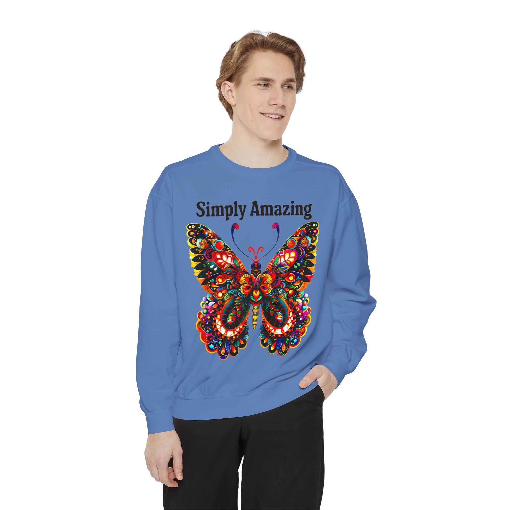 Unisex Garment-Dyed Sweatshirt That says Simply Beautiful