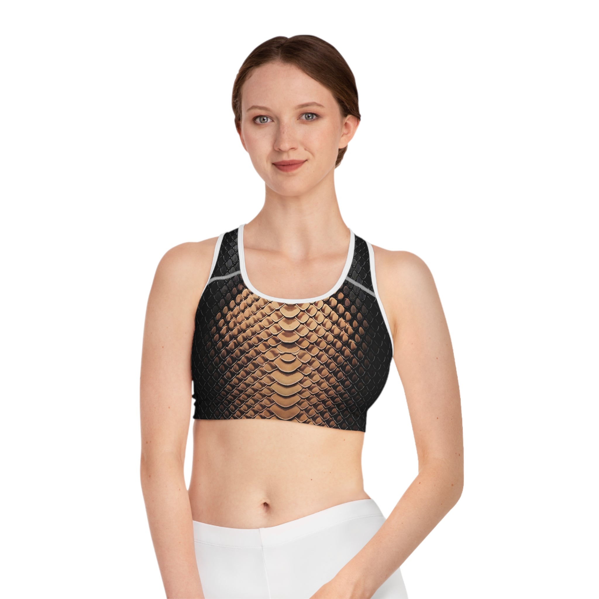 Stylish Snakeskin Sports Bra | Trendy Activewear for Fitness Lovers