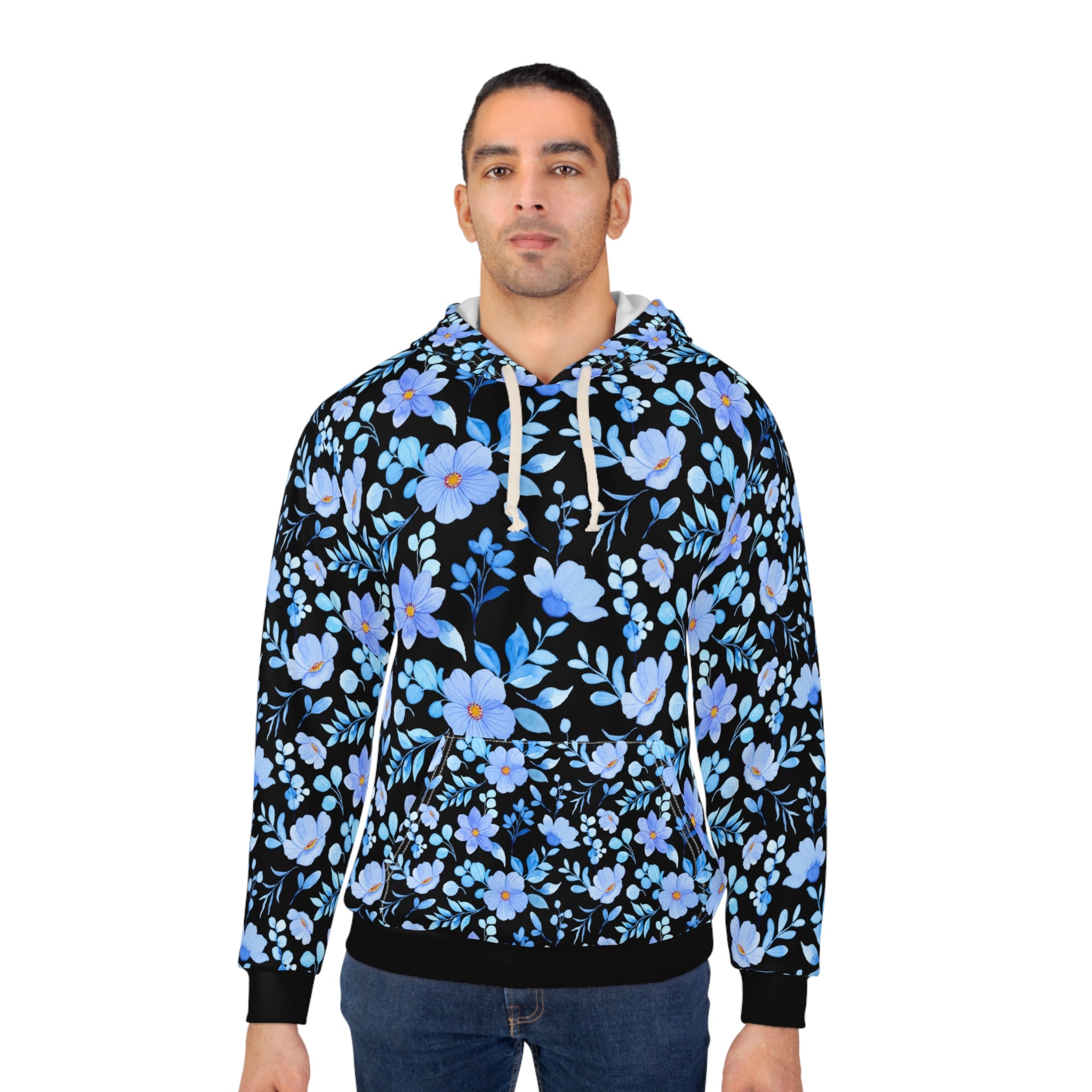 Floral Blue Bliss Unisex Pullover Hoodie - Cozy Floral Design for Everyday Comfort - Angel Body