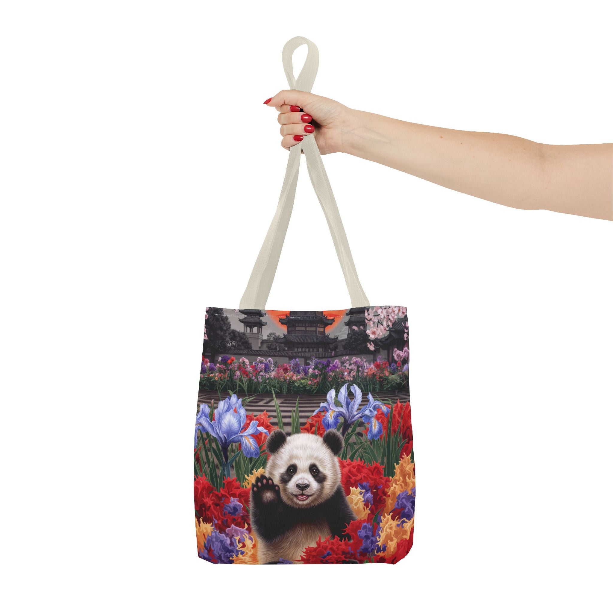 Whimsical Panda Floral Tote Bag - Cute and Colorful Design for Nature Lovers