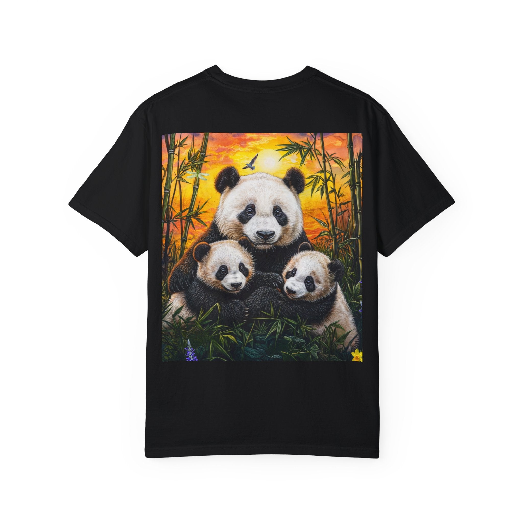 Cute Panda Family Unisex Garment-Dyed T-shirt - Perfect for Animal Lovers