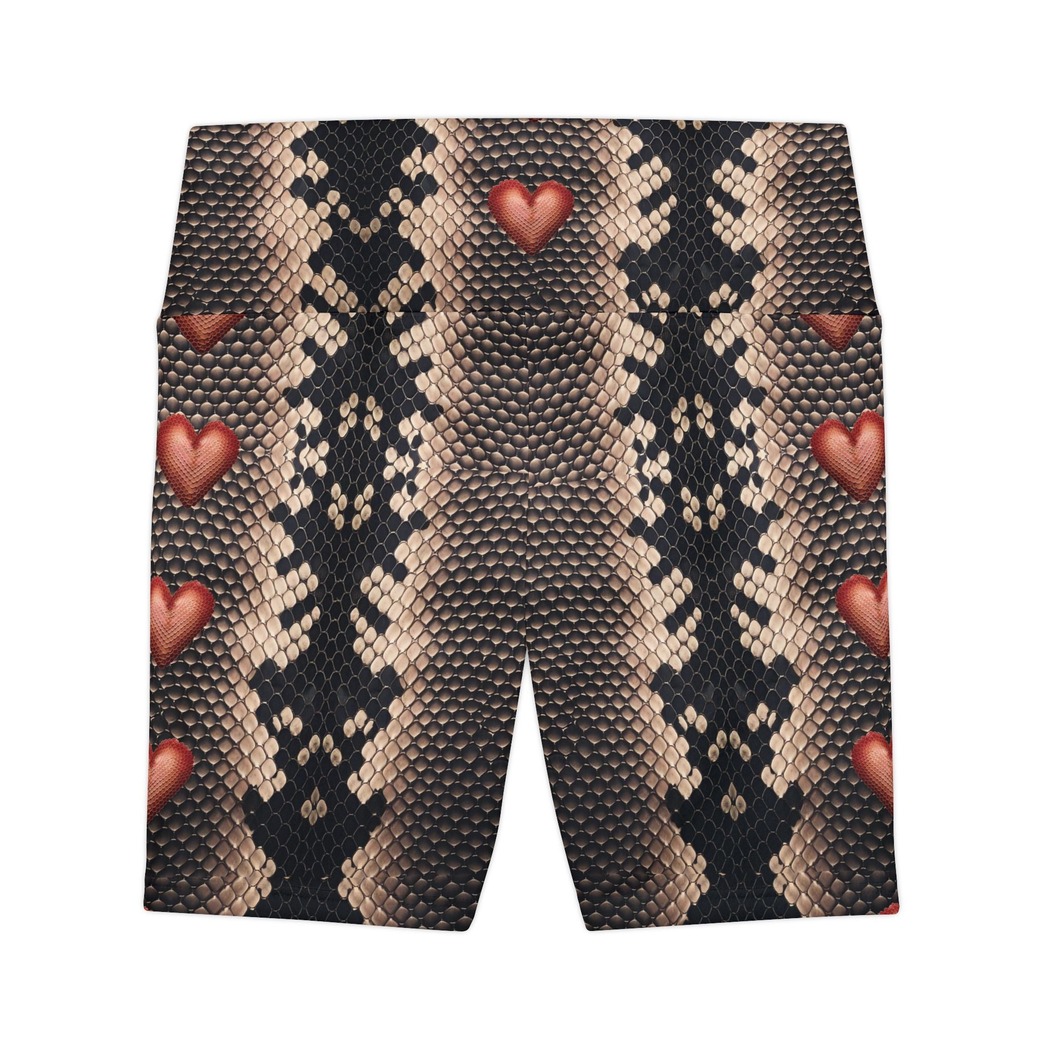 Heart Snake Print Women's Workout Shorts | Stylish Activewear for Fitness Lovers