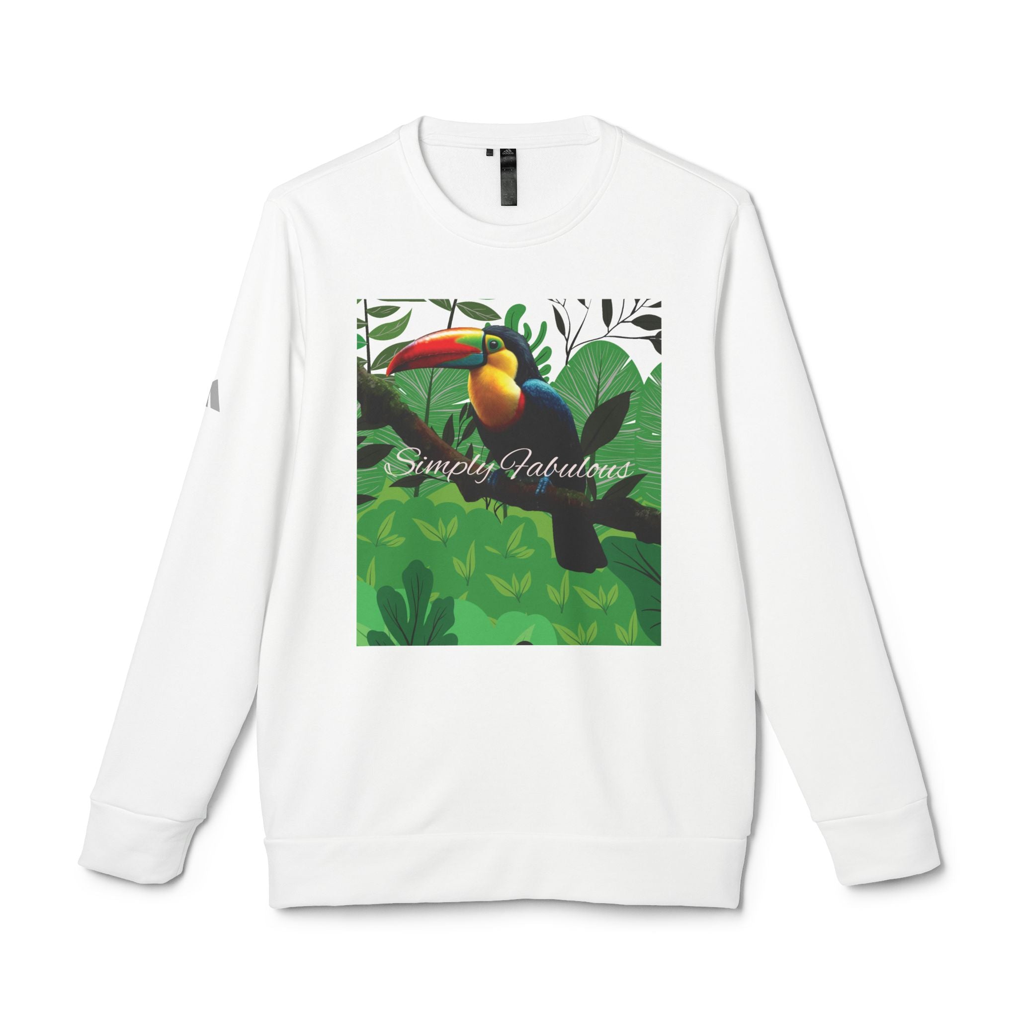 Adidas Unisex Fleece Crewneck Sweatshirt - Simply Fabulous Tropical Toucan Design