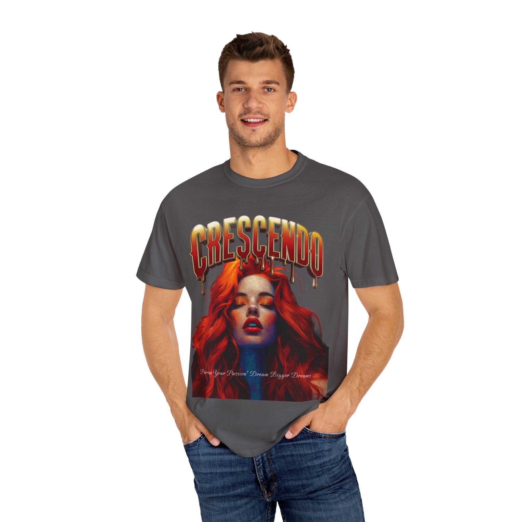 CRESCENDO a shirt with a message Take your life to the highest heights Unisex Garment-Dyed T-Shirt - Vibrant Artistic Tee