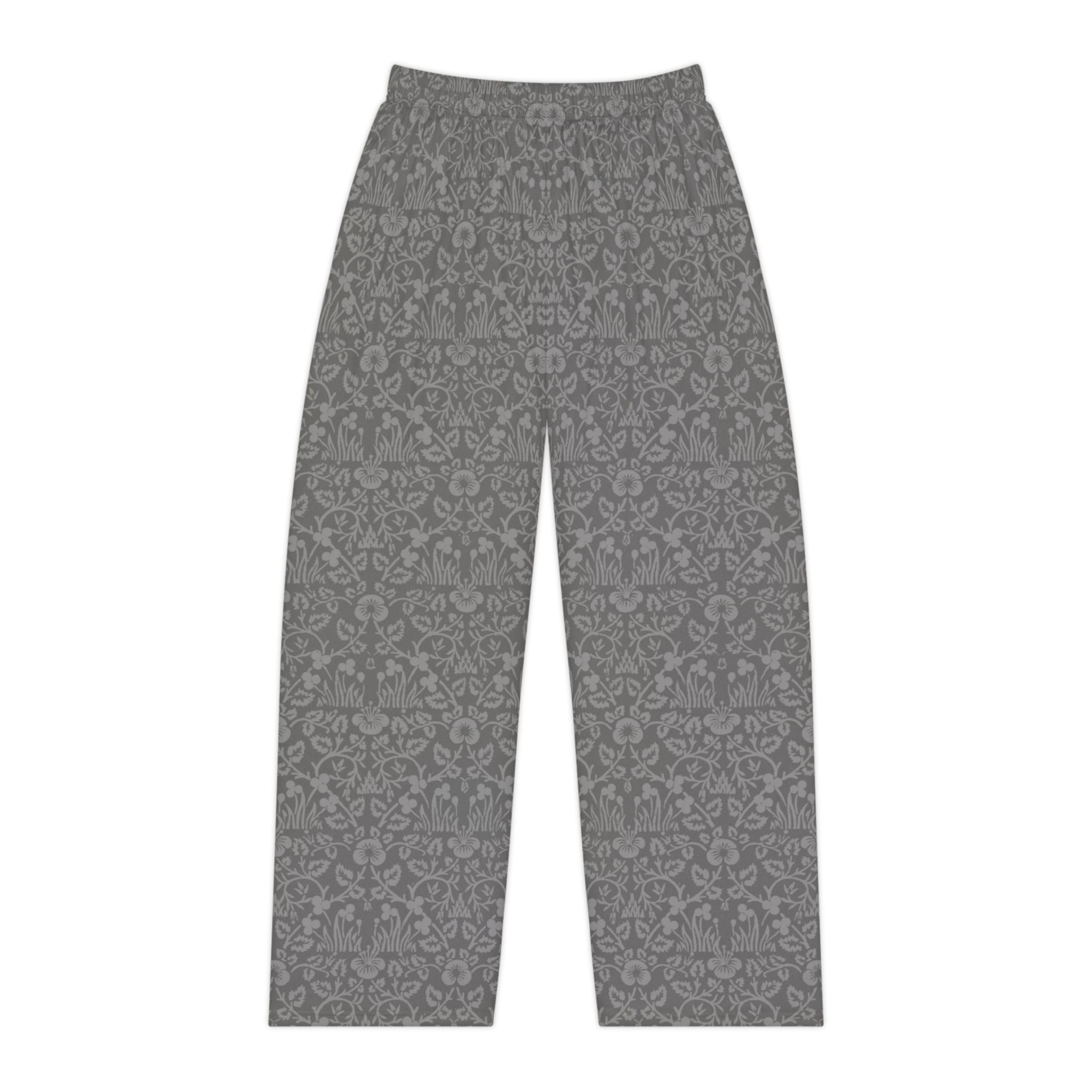 Pastel Grey Floral Women's Pajama Pants - Cozy Relaxation Style