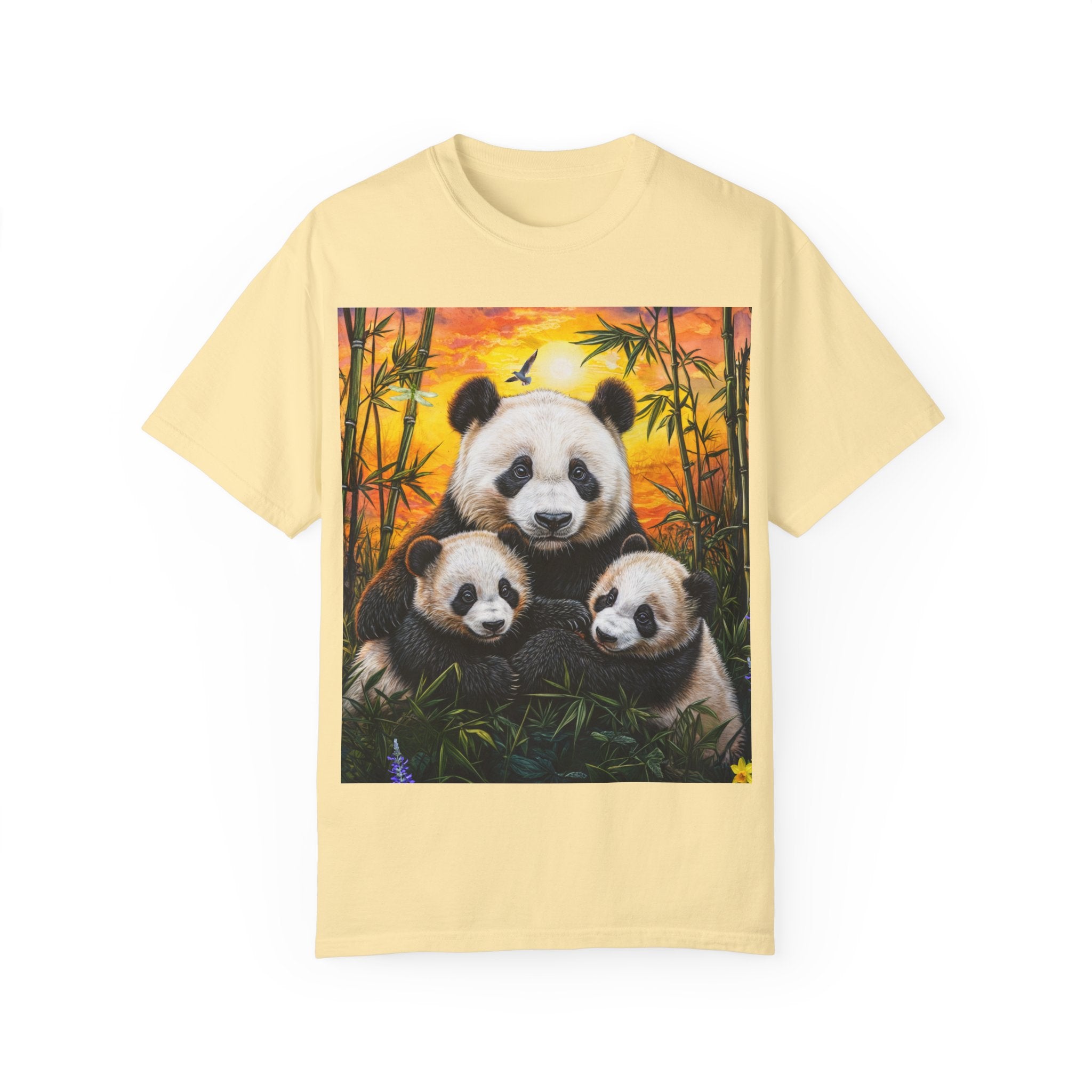 Cute Panda Family Unisex Garment-Dyed T-shirt - Perfect for Animal Lovers