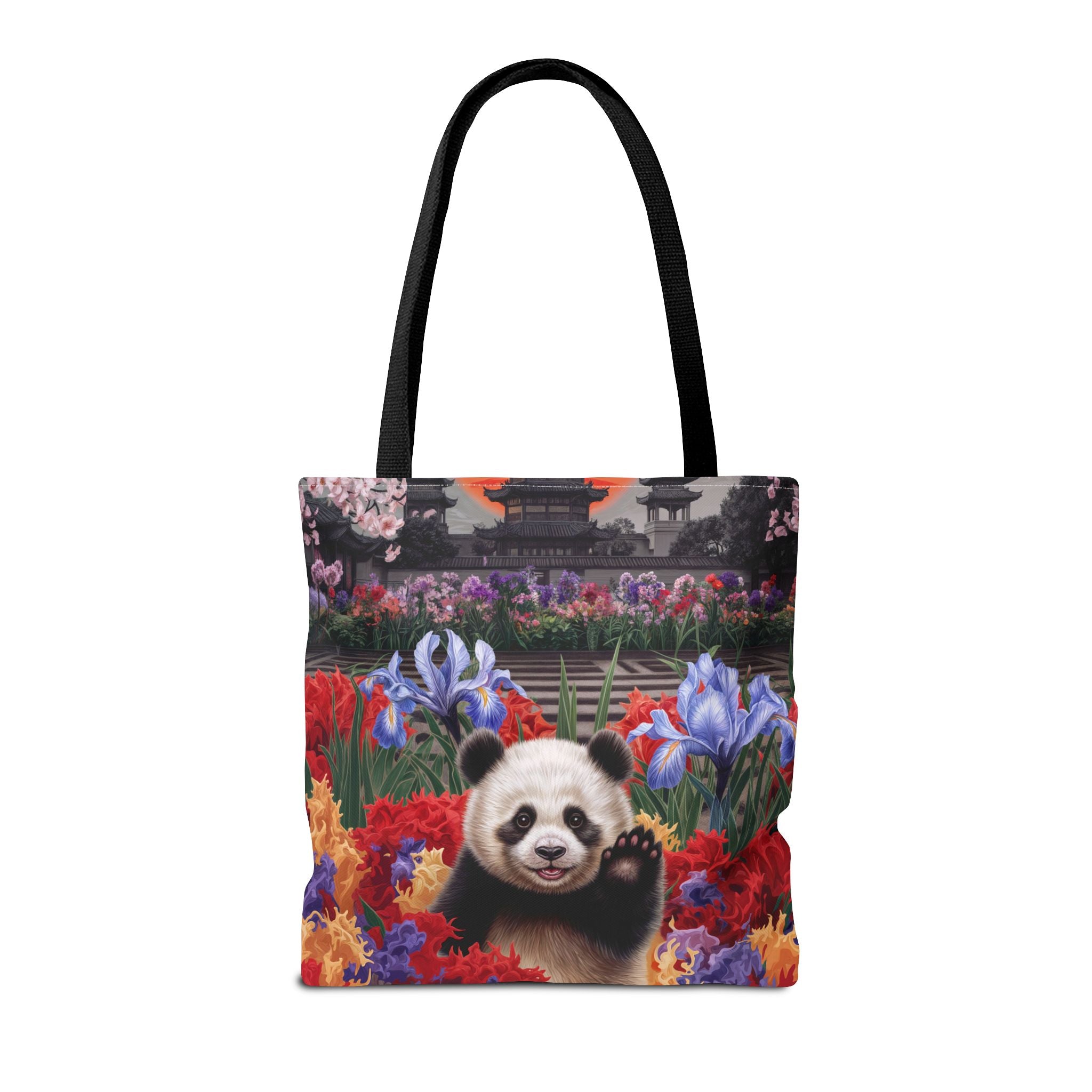 Whimsical Panda Floral Tote Bag - Cute and Colorful Design for Nature Lovers