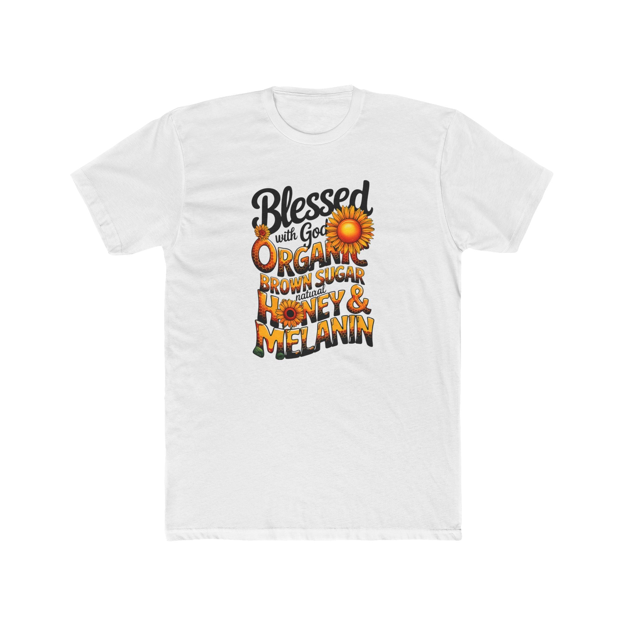 Blessed with God Organic Cotton Crew Tee - Honey & Melanin Design - Angel Body