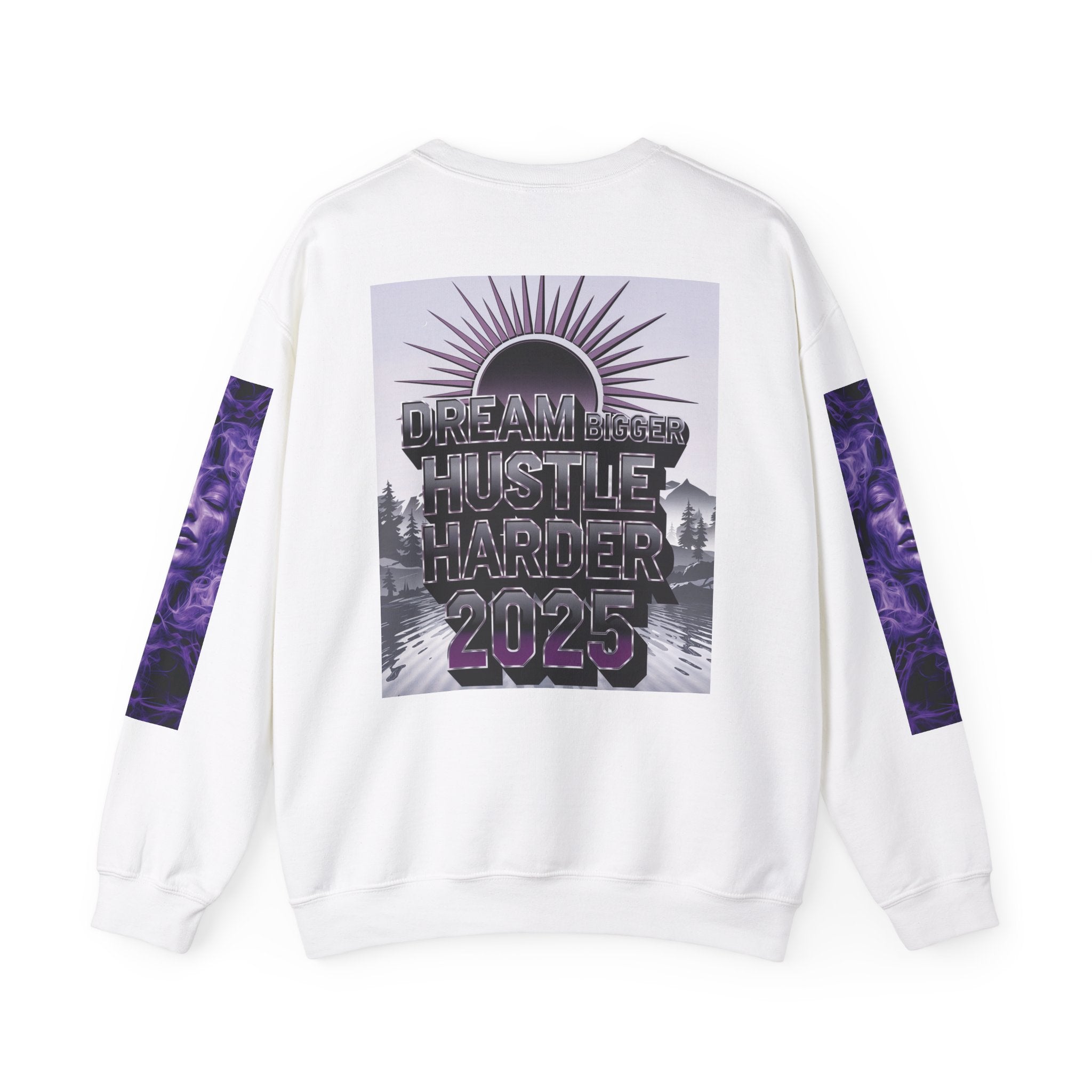 Dream Bigger Hustle Harder Crewneck Sweatshirt | Motivational Unisex Sweatshirt for Dreamers and Go-Getters