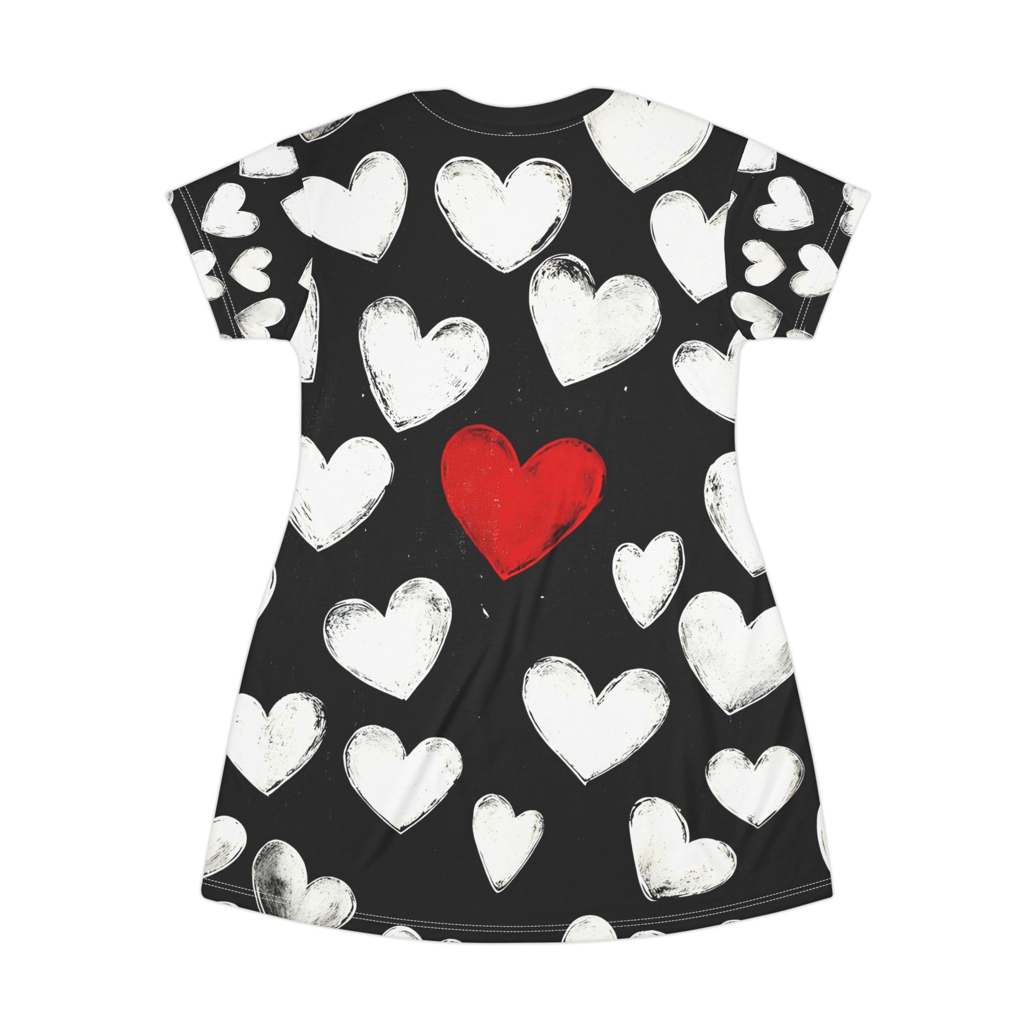 Woman's Love Heart T-Shirt Dress - Cute & Comfortable for Valentine’s Day and Everyday Wear