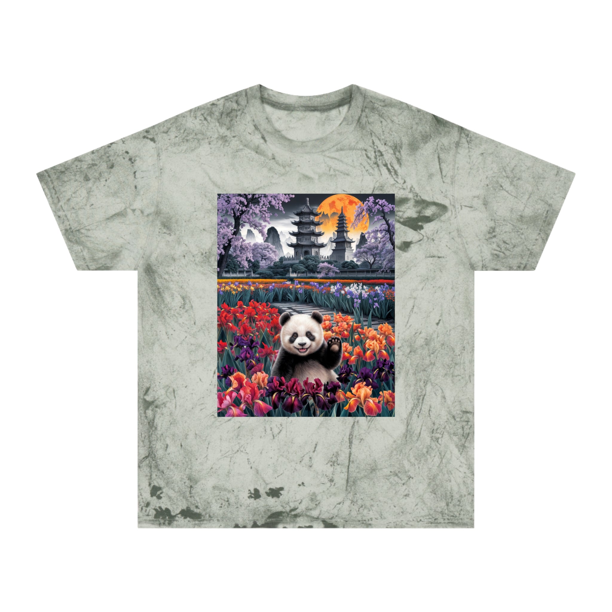 Vibrant Panda Delight Unisex T-Shirt - Colorful Floral Design