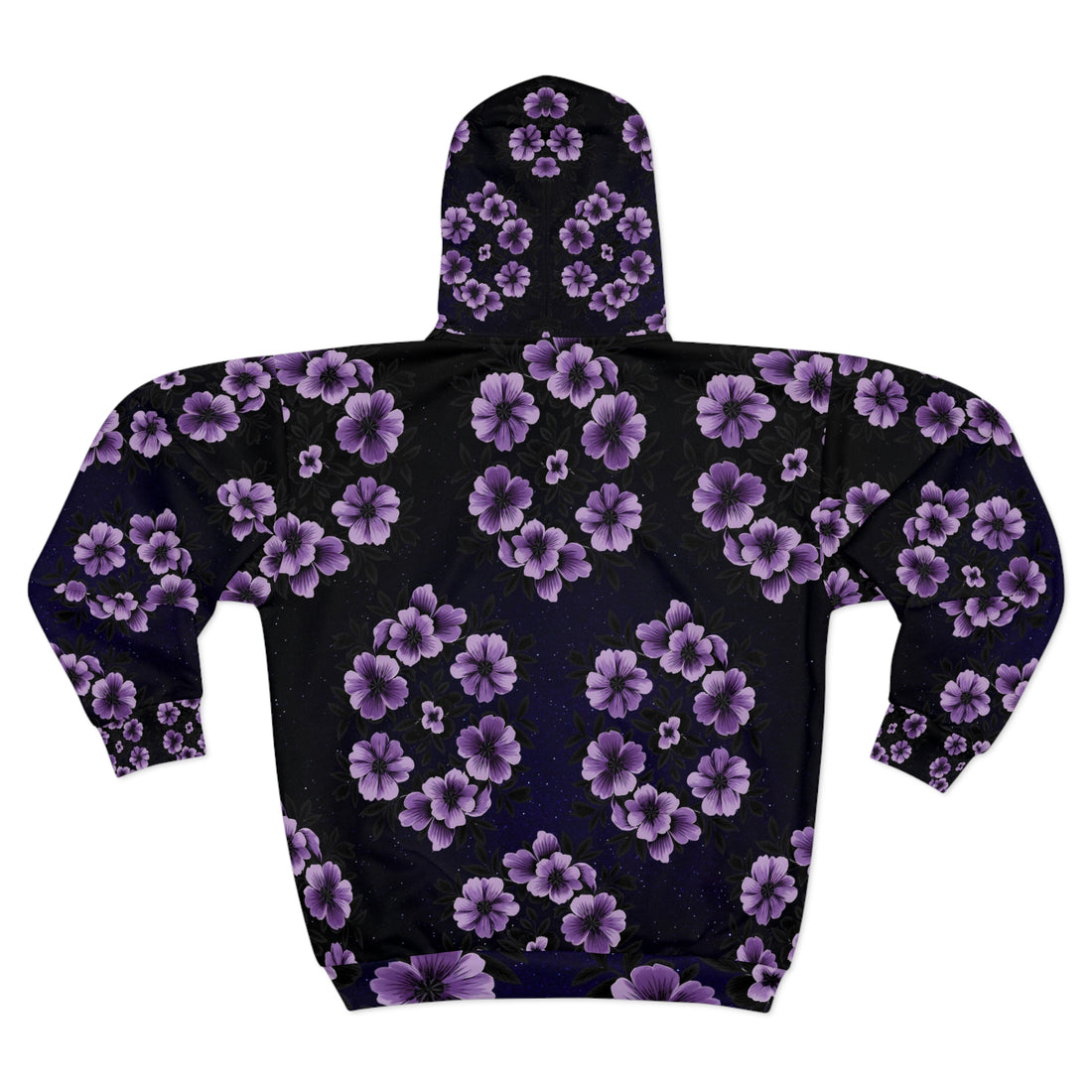 Floral Purple Passion Night Bloom Unisex Zip Hoodie - Cozy &amp; Stylish