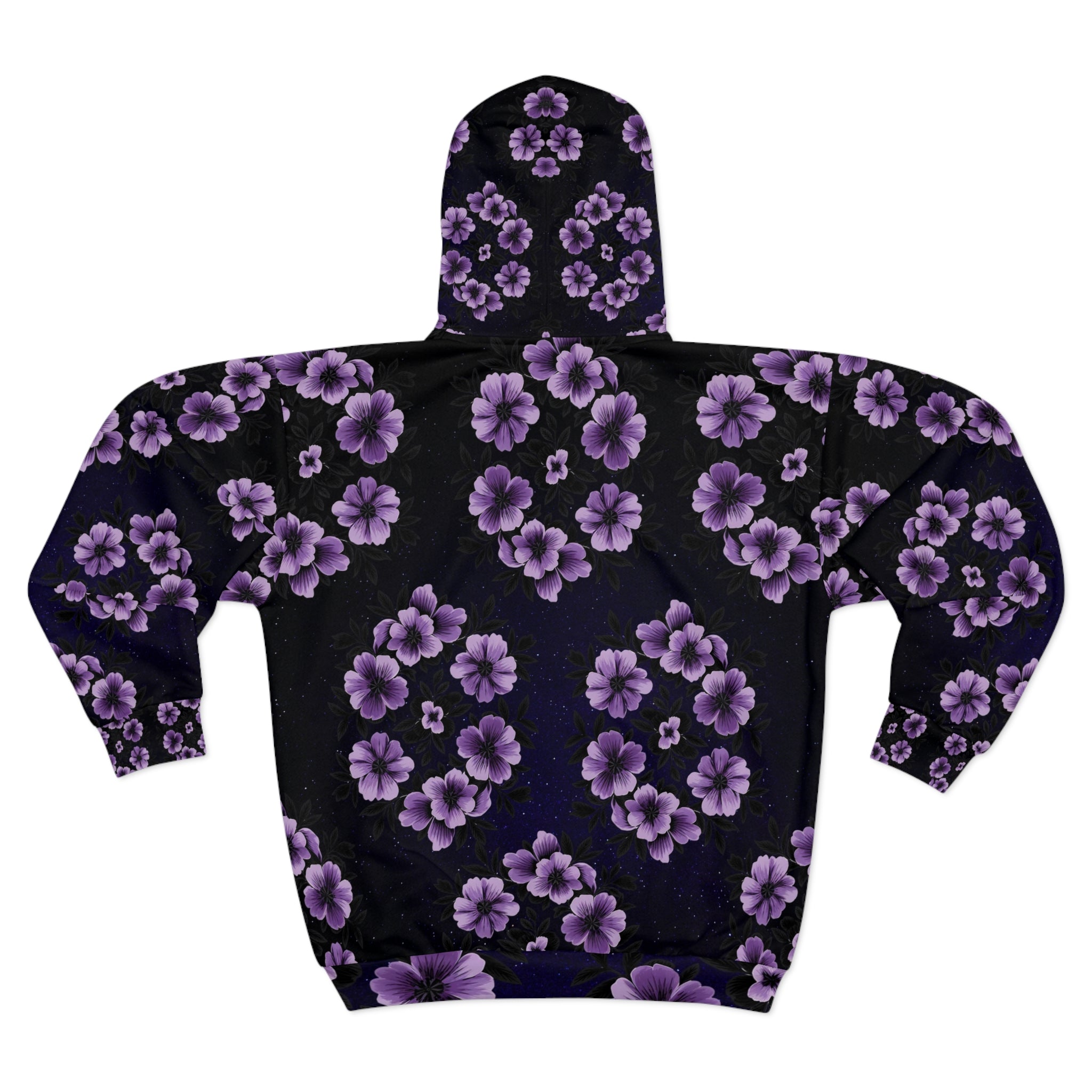 Floral Purple Passion Night Bloom Unisex Zip Hoodie - Cozy & Stylish