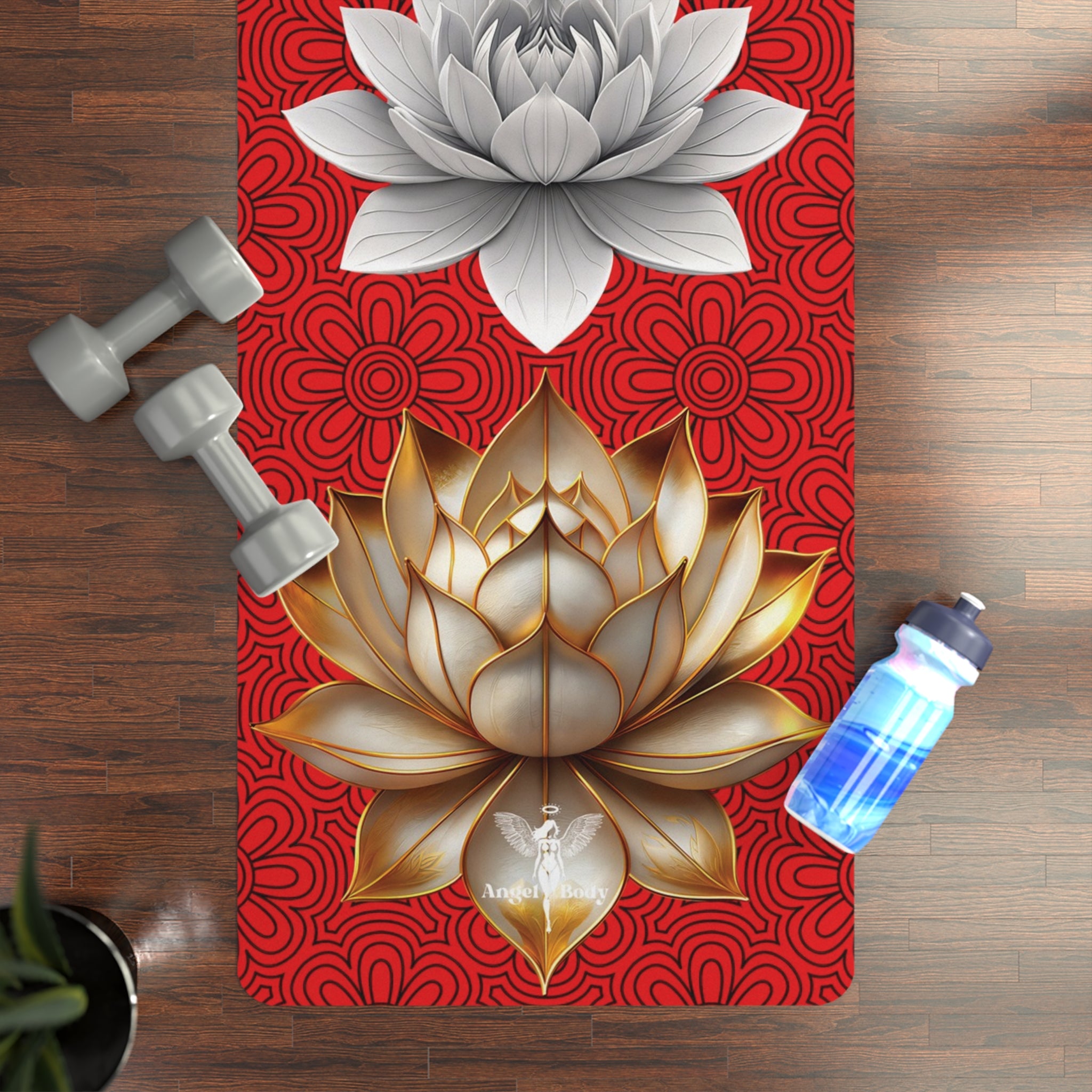 Yoga Mat - Colorful Lotus Flower Design for Meditation and Purity - Angel Body