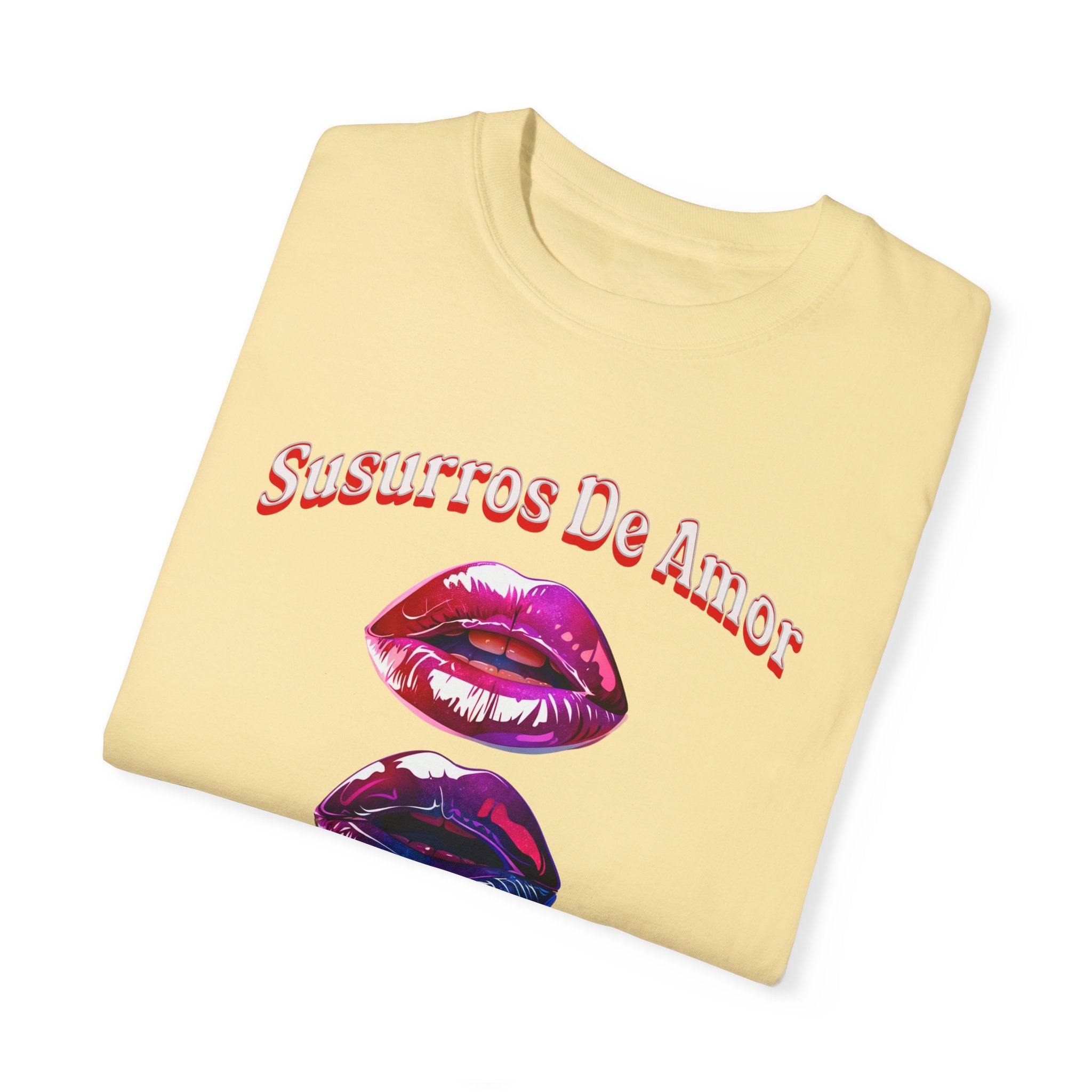 Woman's  Susurros De Amor Garment-Dyed T-Shirt for Love Enthusiasts