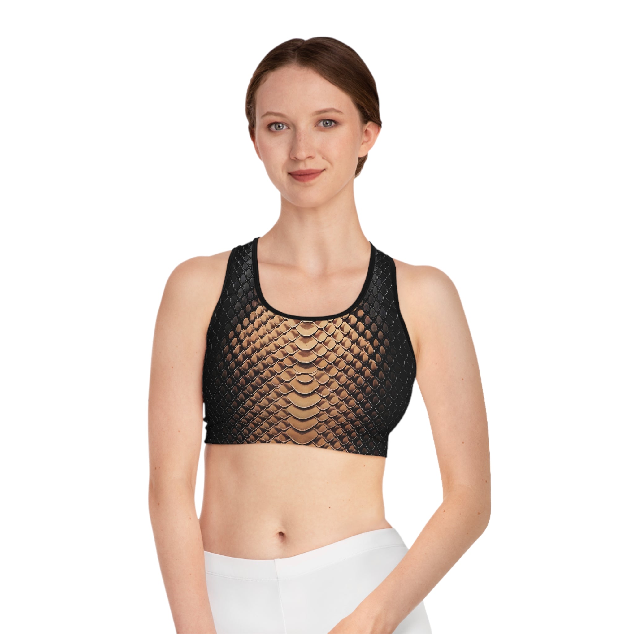 Stylish Snakeskin Sports Bra | Trendy Activewear for Fitness Lovers