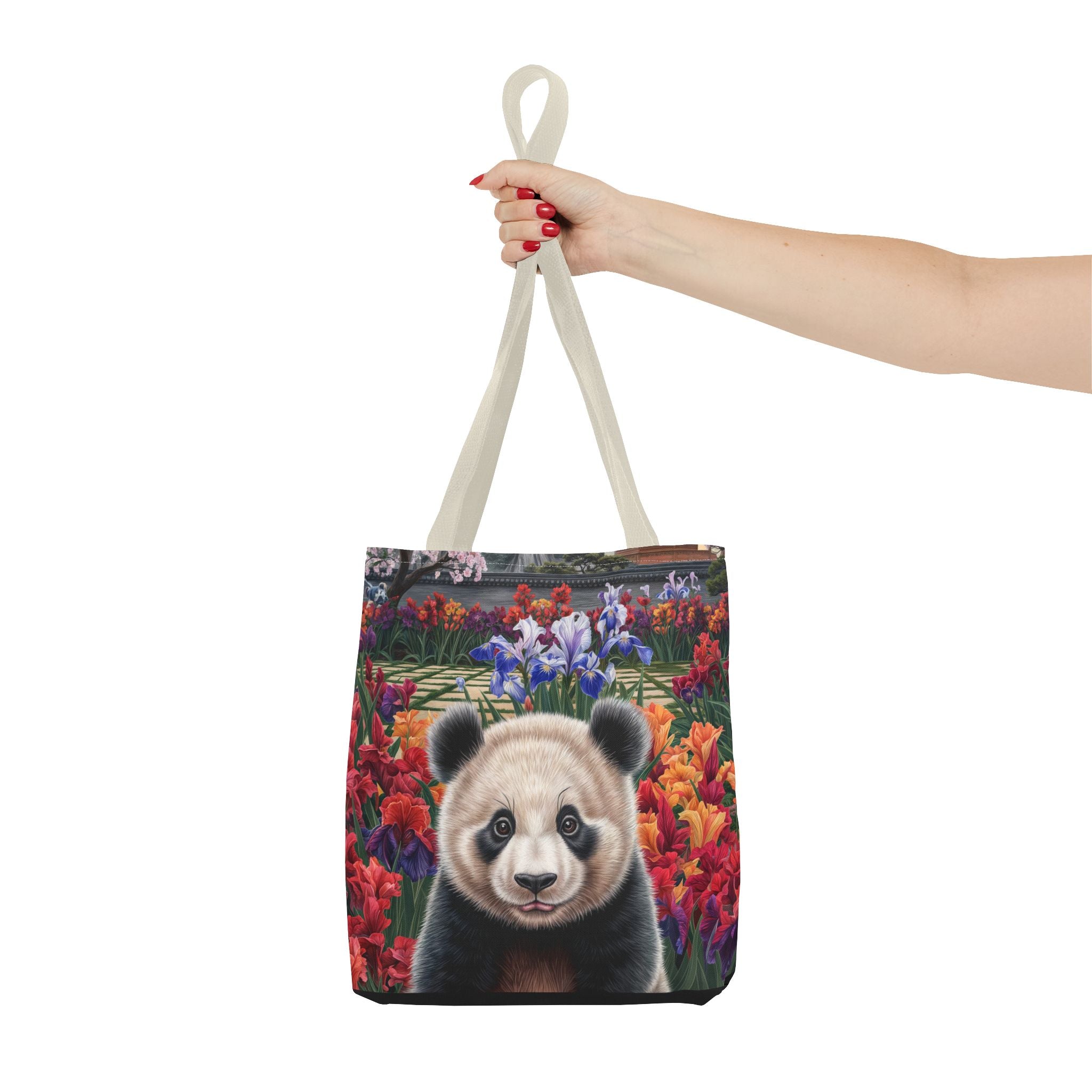 Adorable Panda Tote Bag - Floral Design for Animal Lovers