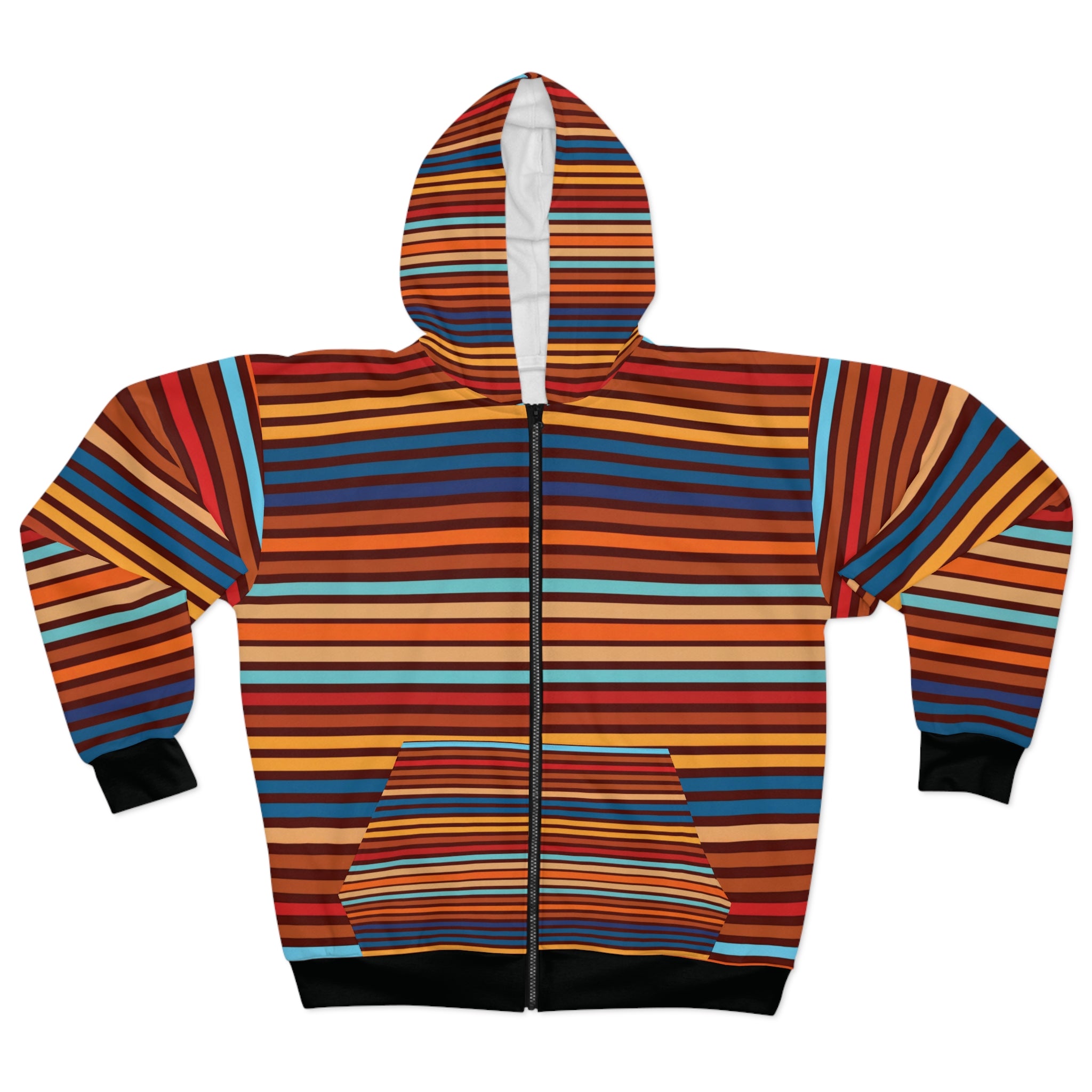 Colorful Striped Unisex Zip Hoodie - Perfect for Casual Wear and Cozy Gatherings