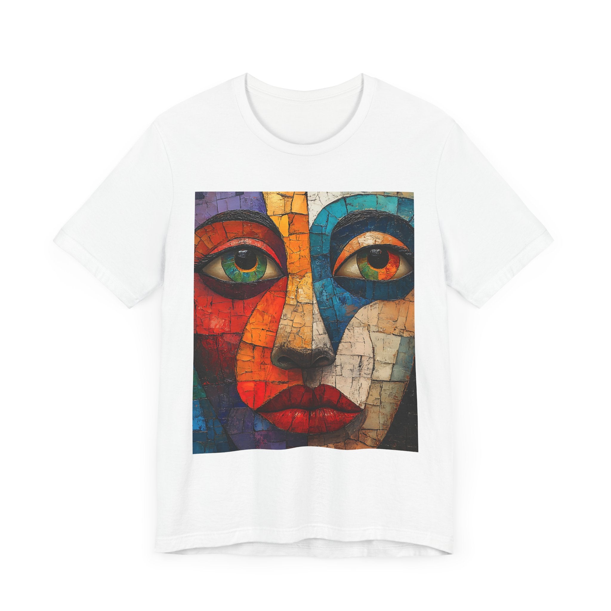 Artistic Unisex Jersey Tee - Fun wearable Art Colorful Face Design