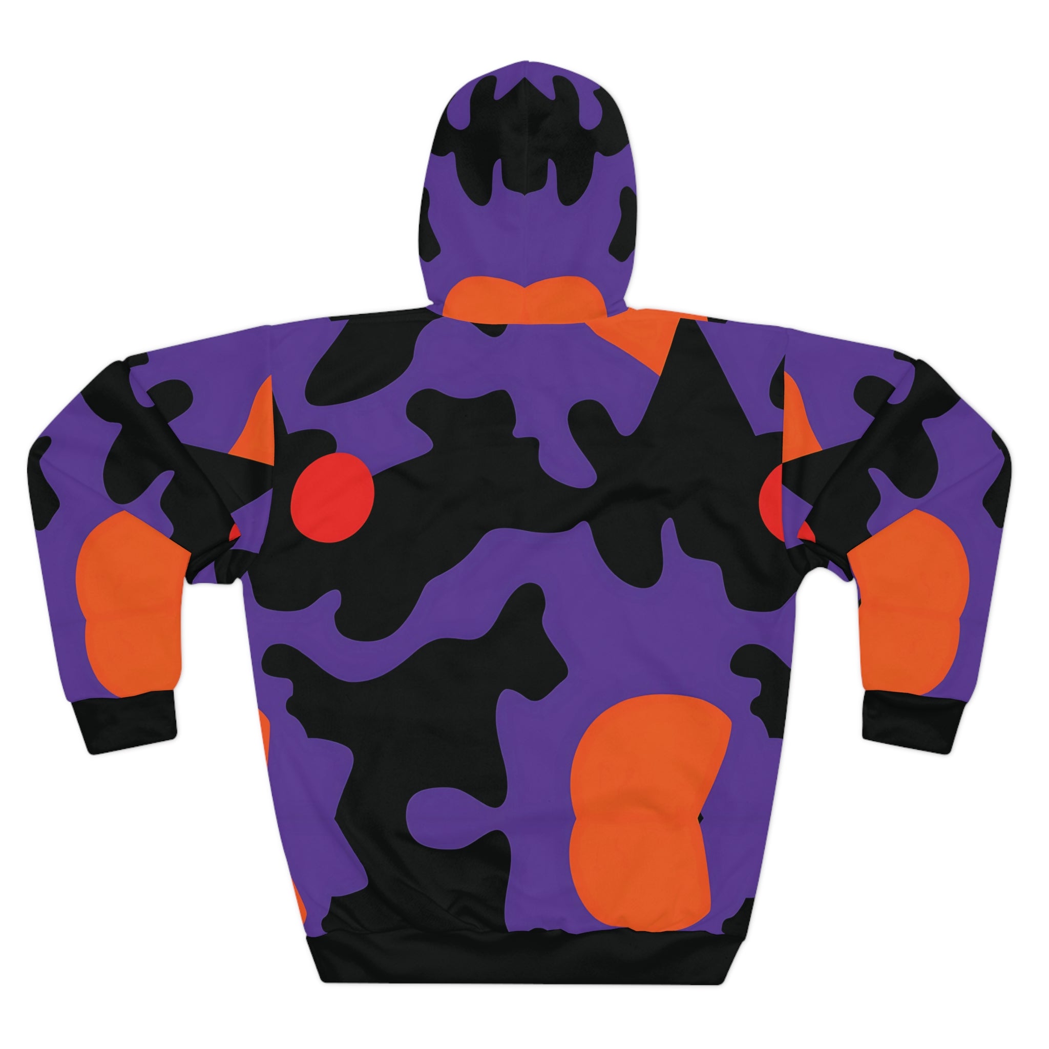 Soft Vibrant Abstract Camo Unisex Hoodie - Royal Purple & Orange Design