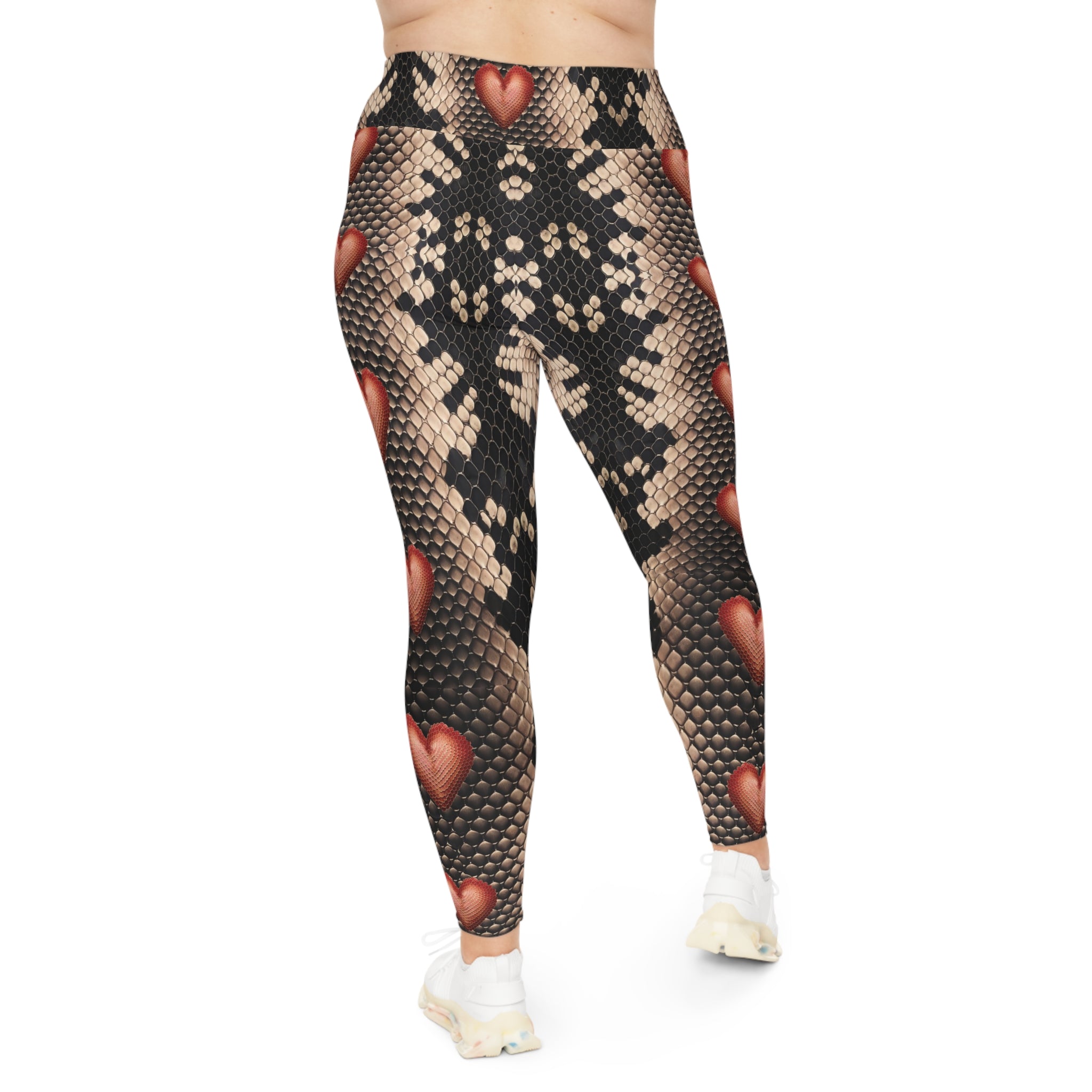 Heart & Snake Print Plus Size Leggings - Stylish, Comfortable Activewear