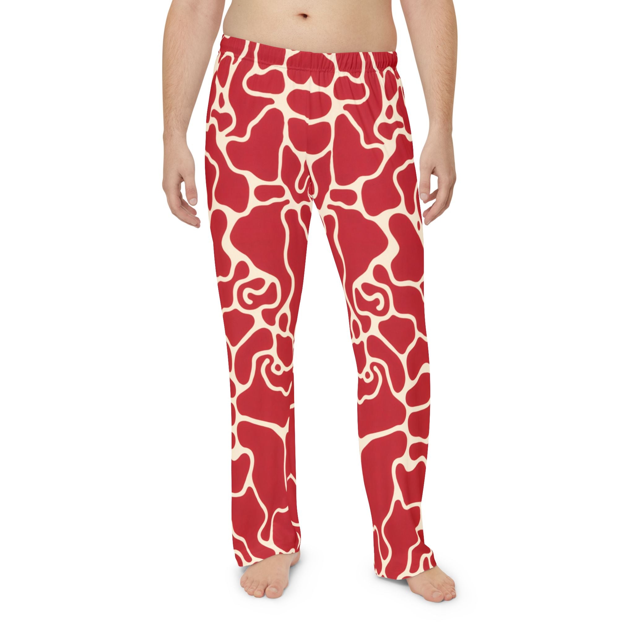 Red Abstract Men's Pajama Pants for Relaxation & Lounging