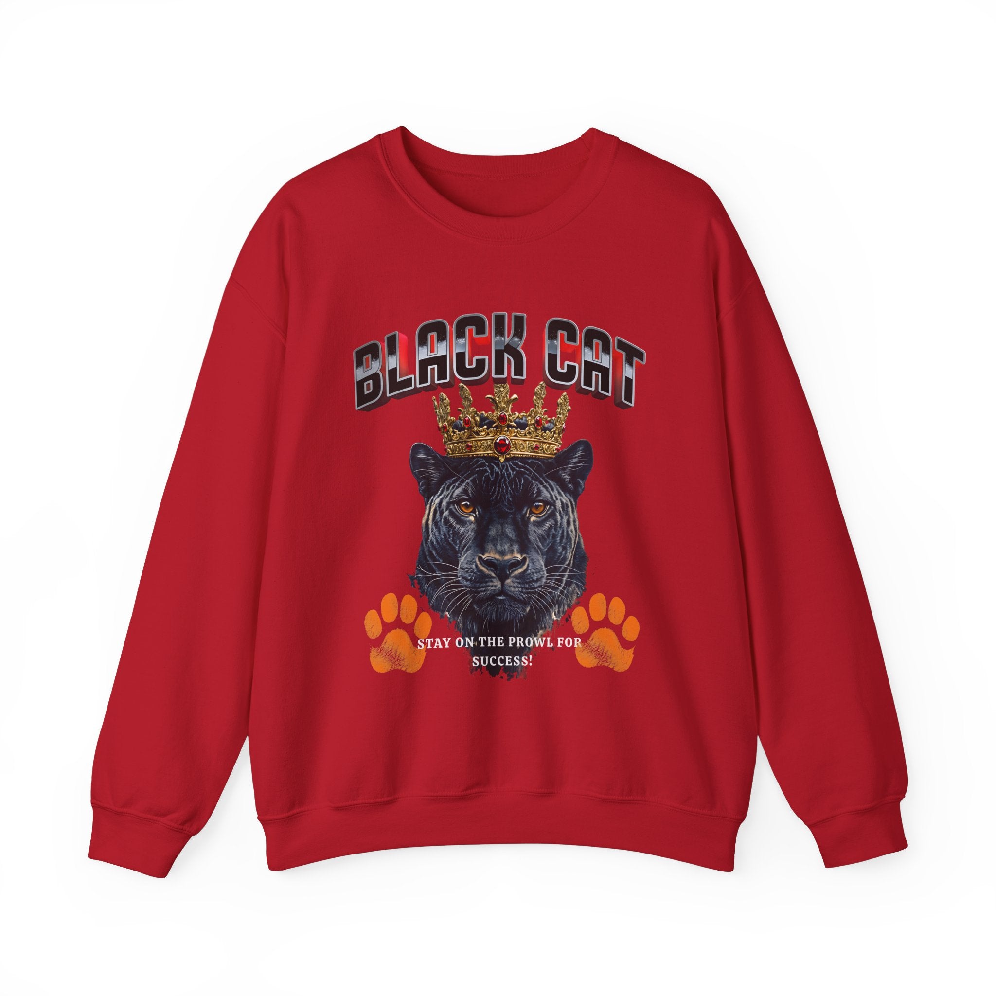 Black Cat Crowned Sweatshirt - Unisex Heavy Blend™, Stay on the Prowl for Success!