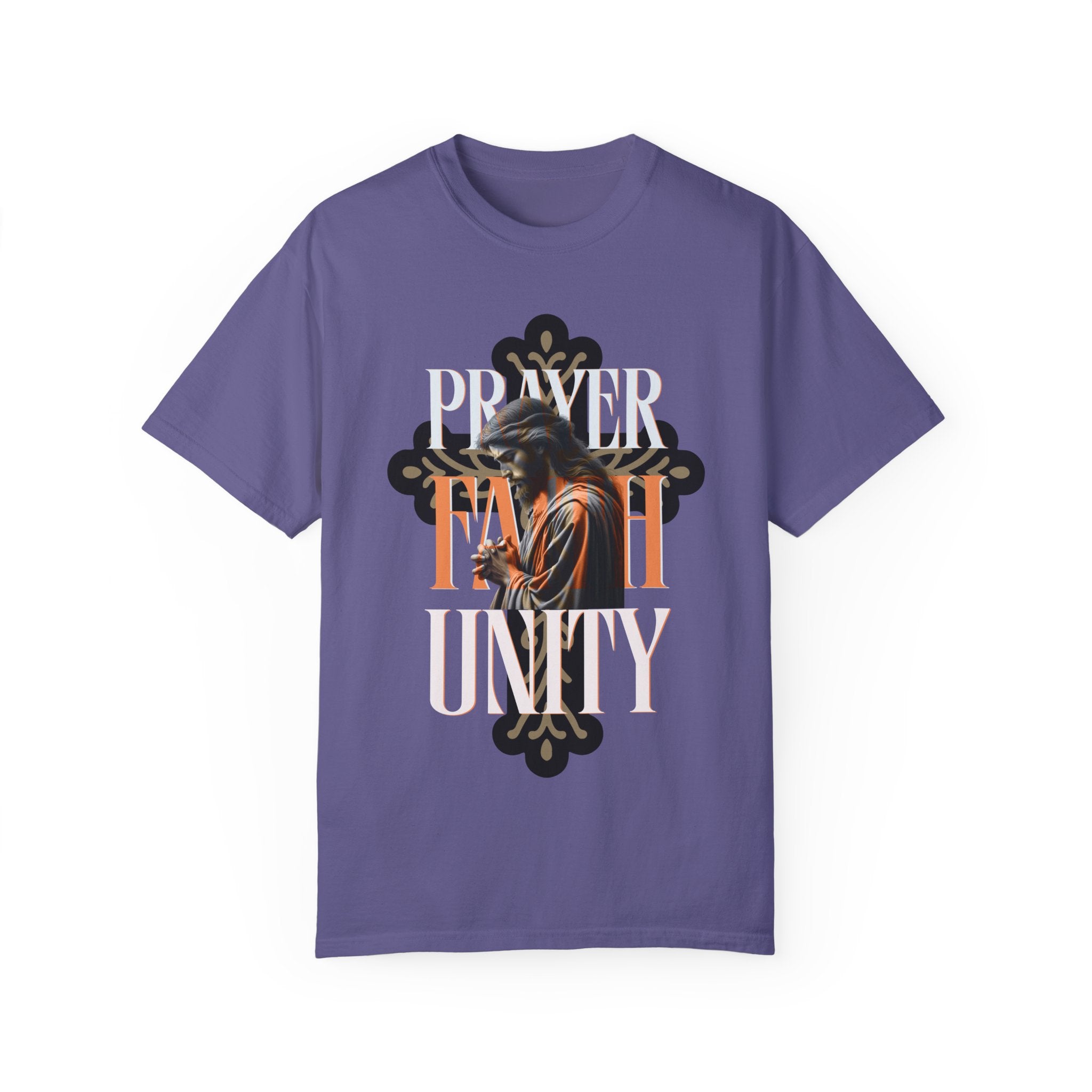 Garment-Dyed Faith & Unity T-Shirt - Prayer Design