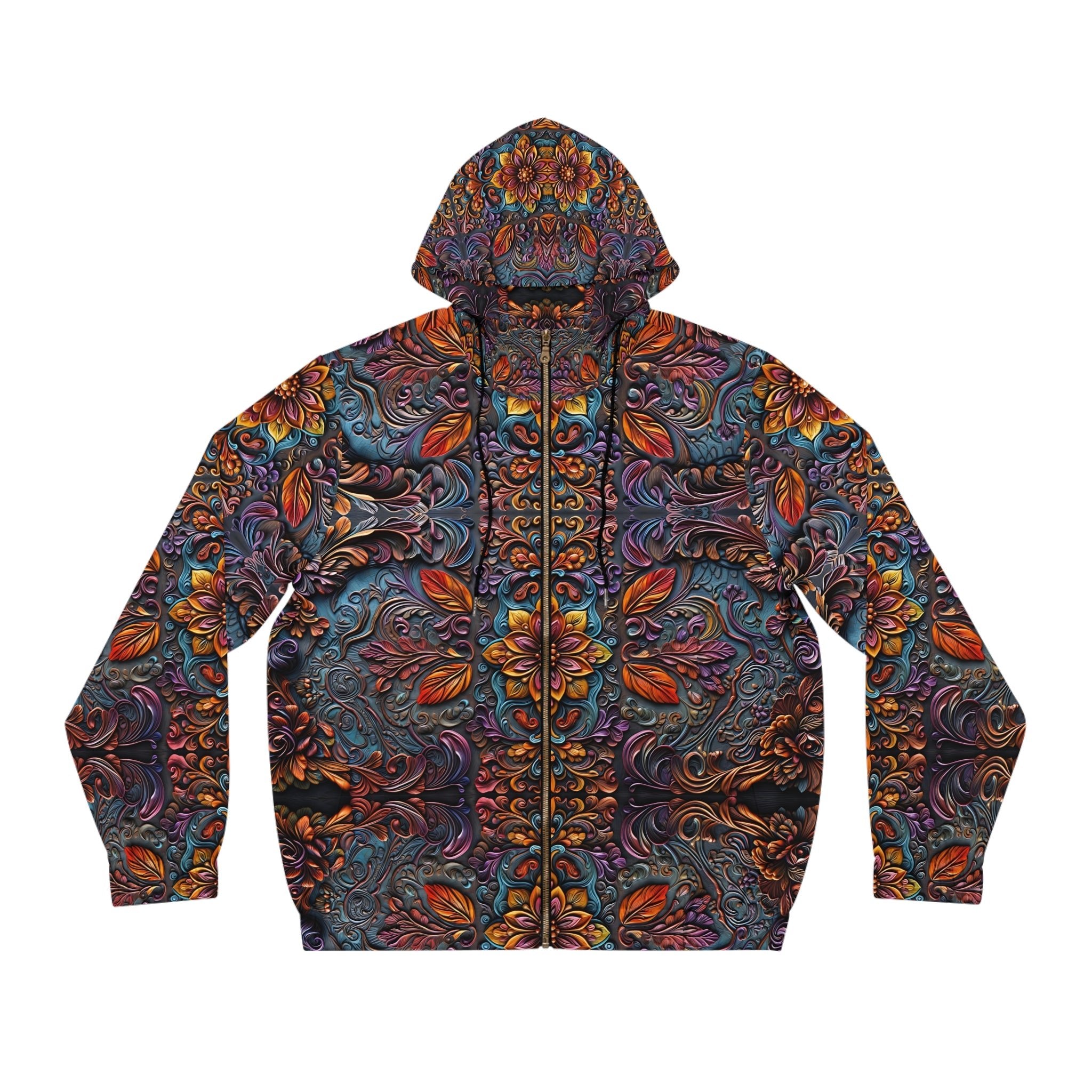 Colorful 3D Floral Mandala Men's Full - Zip Hoodie - Cozy, Stylish, Perfect for Fall - Angel Body