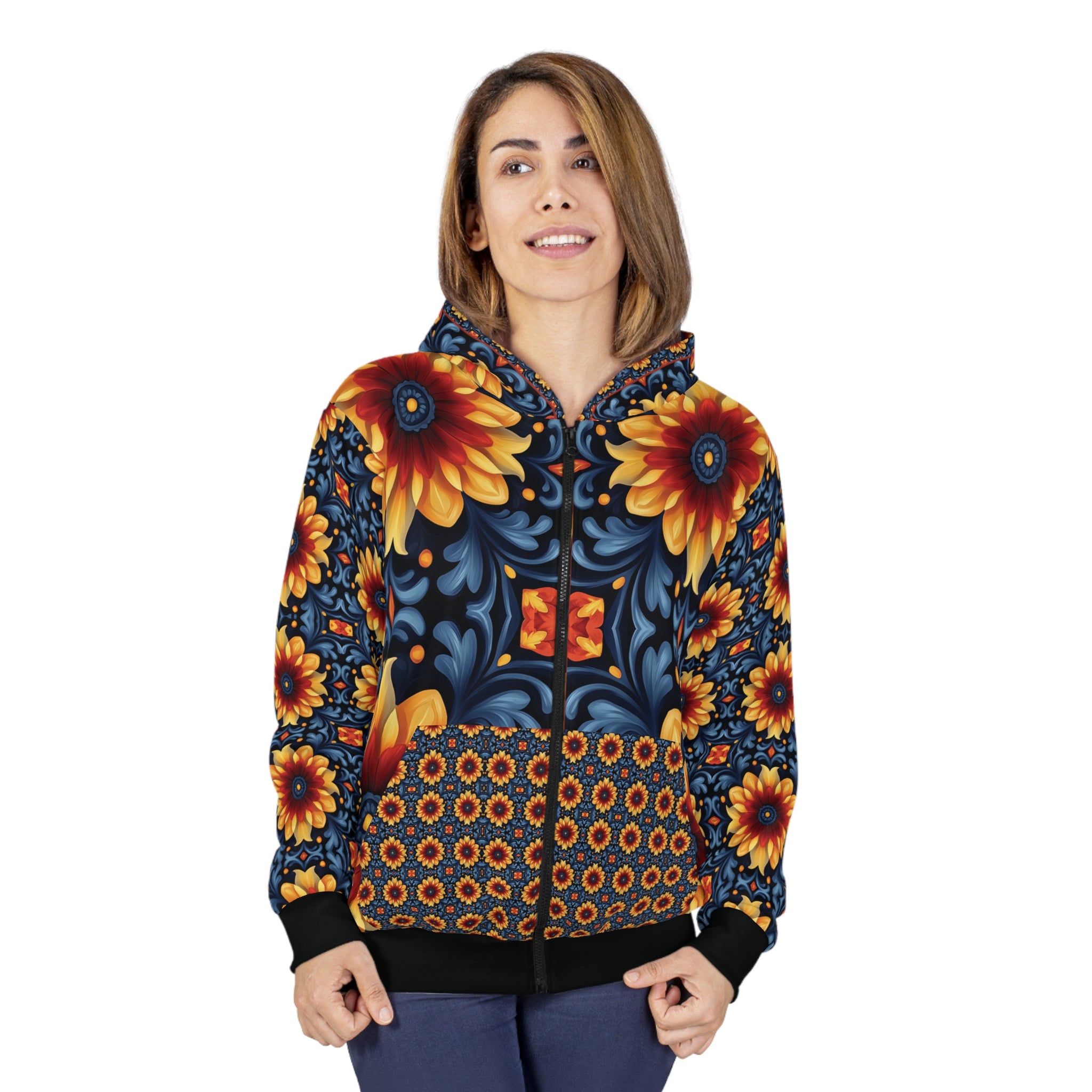 Vibrant Floral Unisex Zip Hoodie – Cozy Spring Style